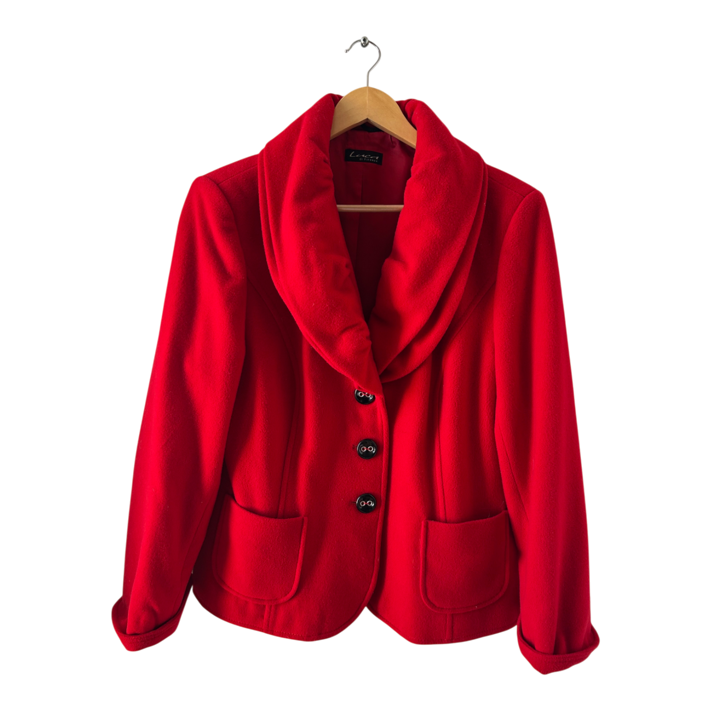 Luca di Firenze Jacke Damen Gr 44 Rot Schurwolle Kaschmir Elegant Jacke