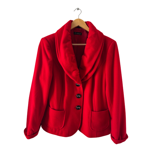 Luca di Firenze Jacke Damen Gr 44 Rot Schurwolle Kaschmir Elegant Jacke