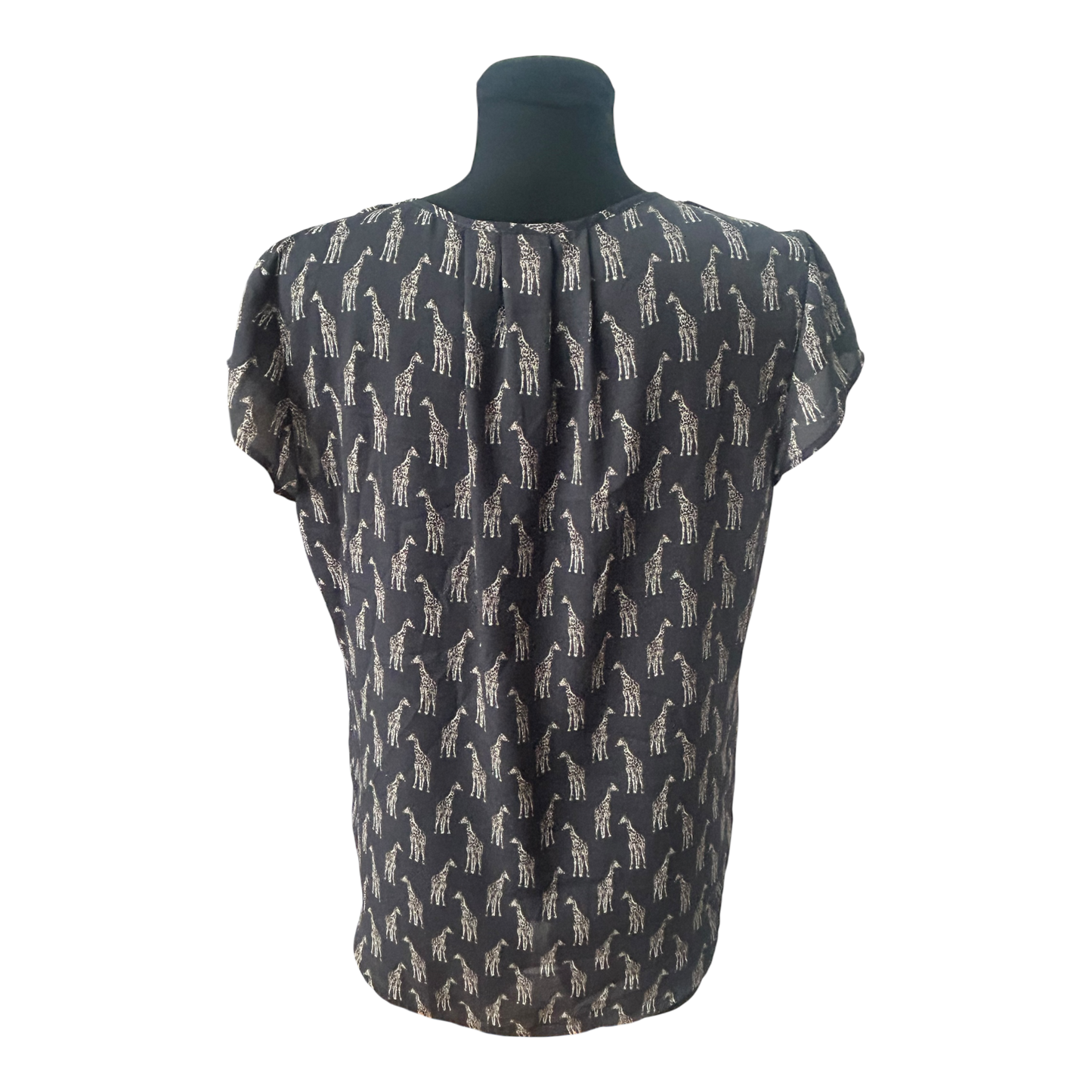 H&M Conscious Damen Bluse Kurzarm Giraffen Muster V Ausschnitt Größe 38