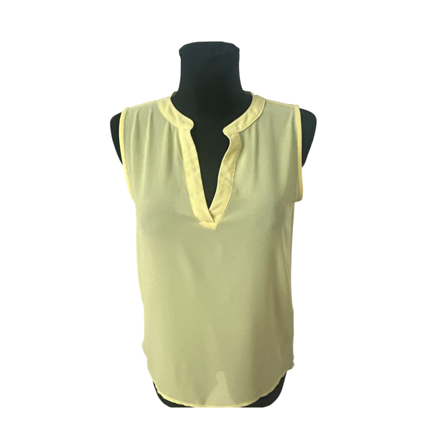 Amisu Damen Bluse Größe S Ärmellos V Ausschnitt Gelb Sommer Leicht Elegant