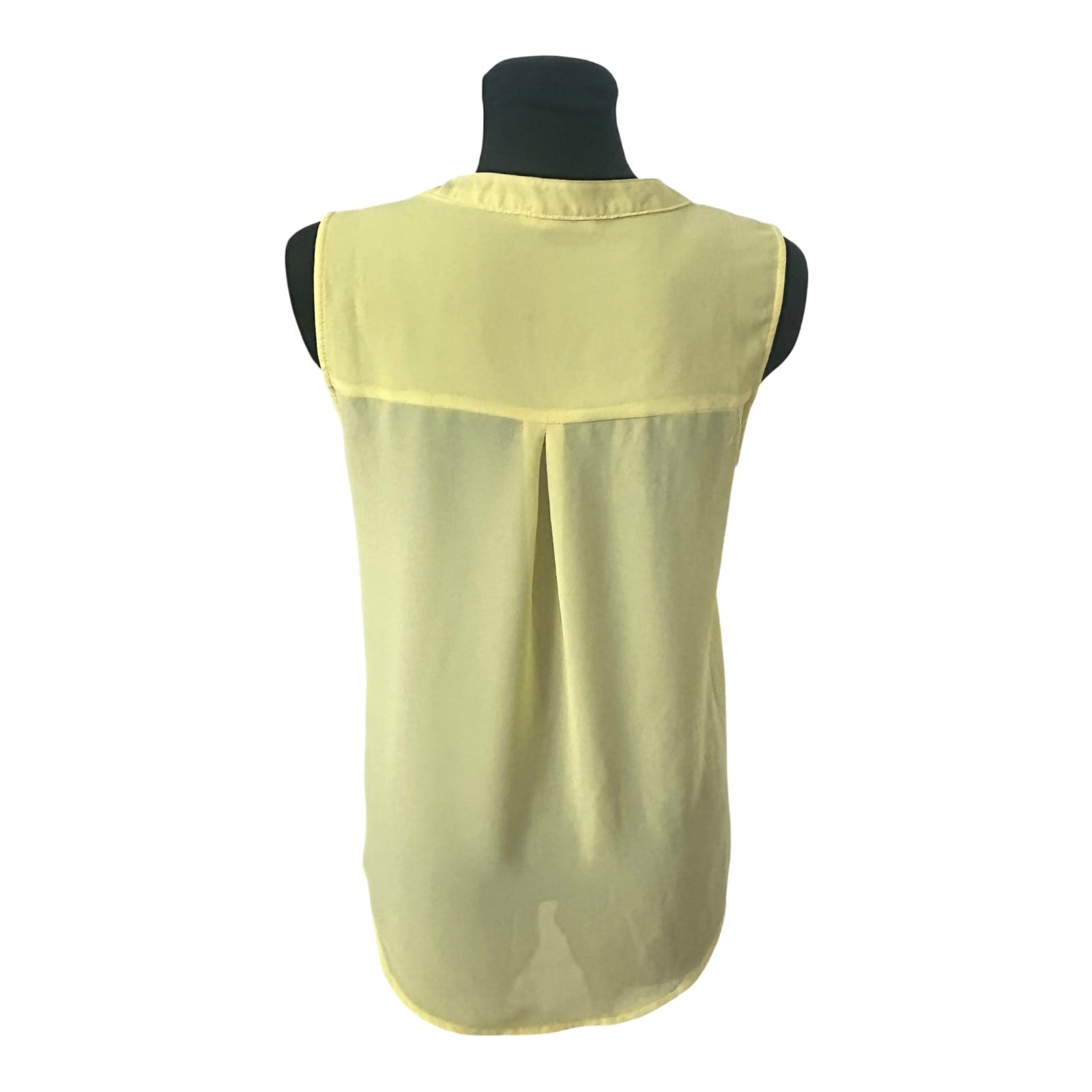 Amisu Damen Bluse Größe S Ärmellos V Ausschnitt Gelb Sommer Leicht Elegant