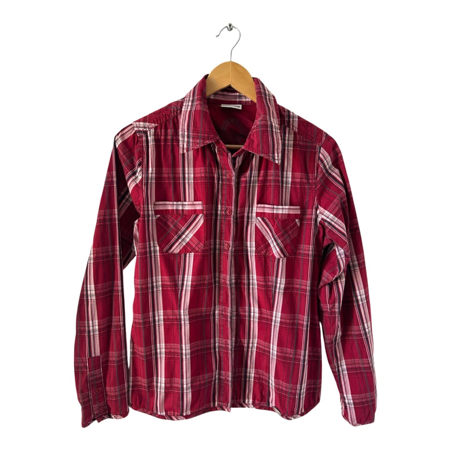 Street One Bluse Damen Gr 40 Rot Kariert Langarm Casual Hemdbluse Baumwolle Nylon