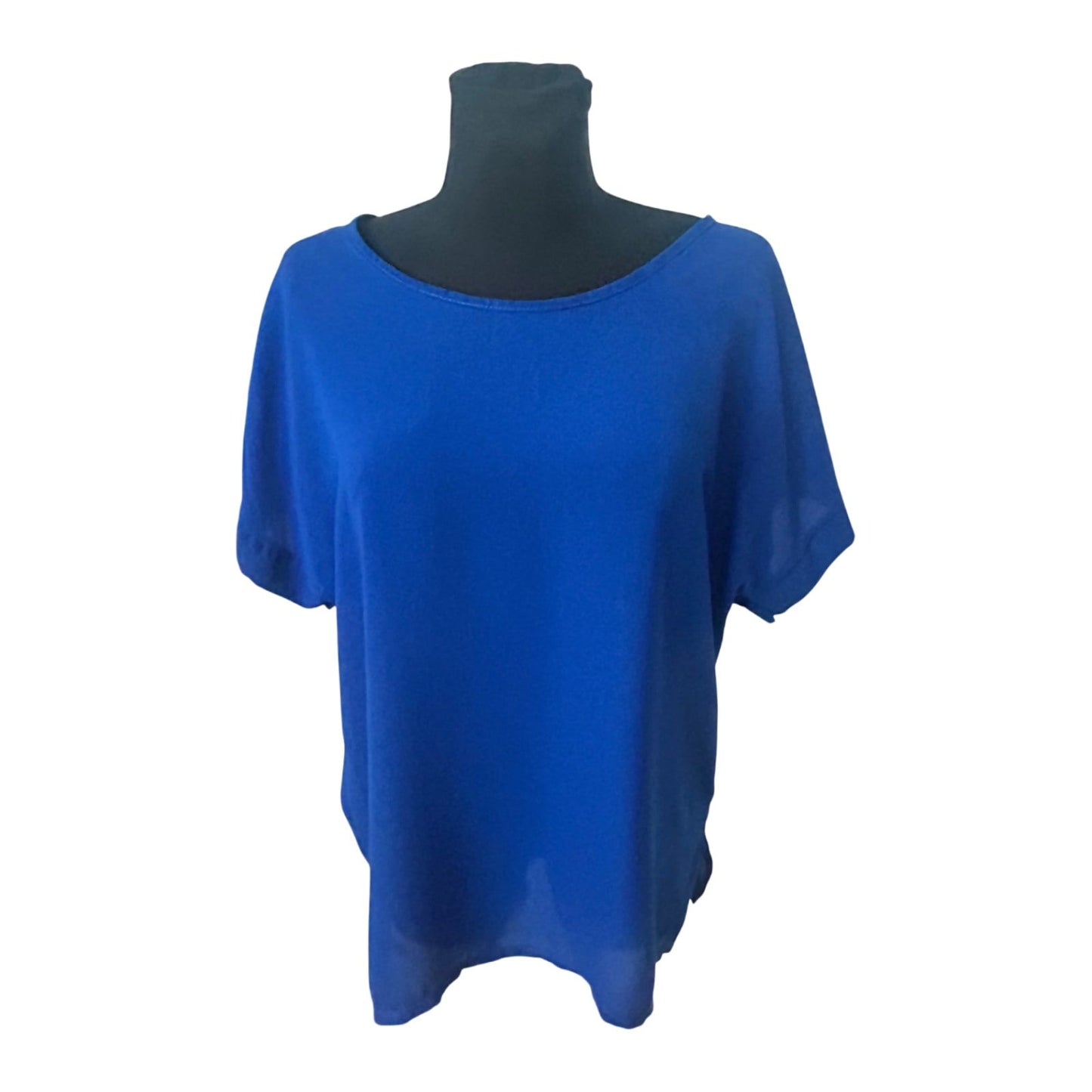 Damen Bluse XL Emma und Giovanni Blau Kurzarm Weiter Schnitt Elegant