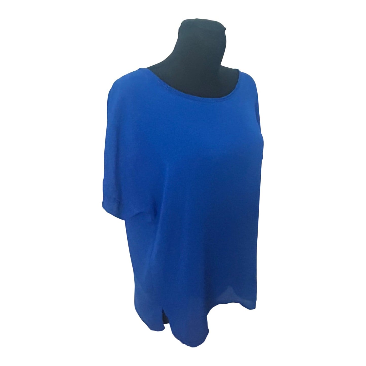 Damen Bluse XL Emma und Giovanni Blau Kurzarm Weiter Schnitt Elegant