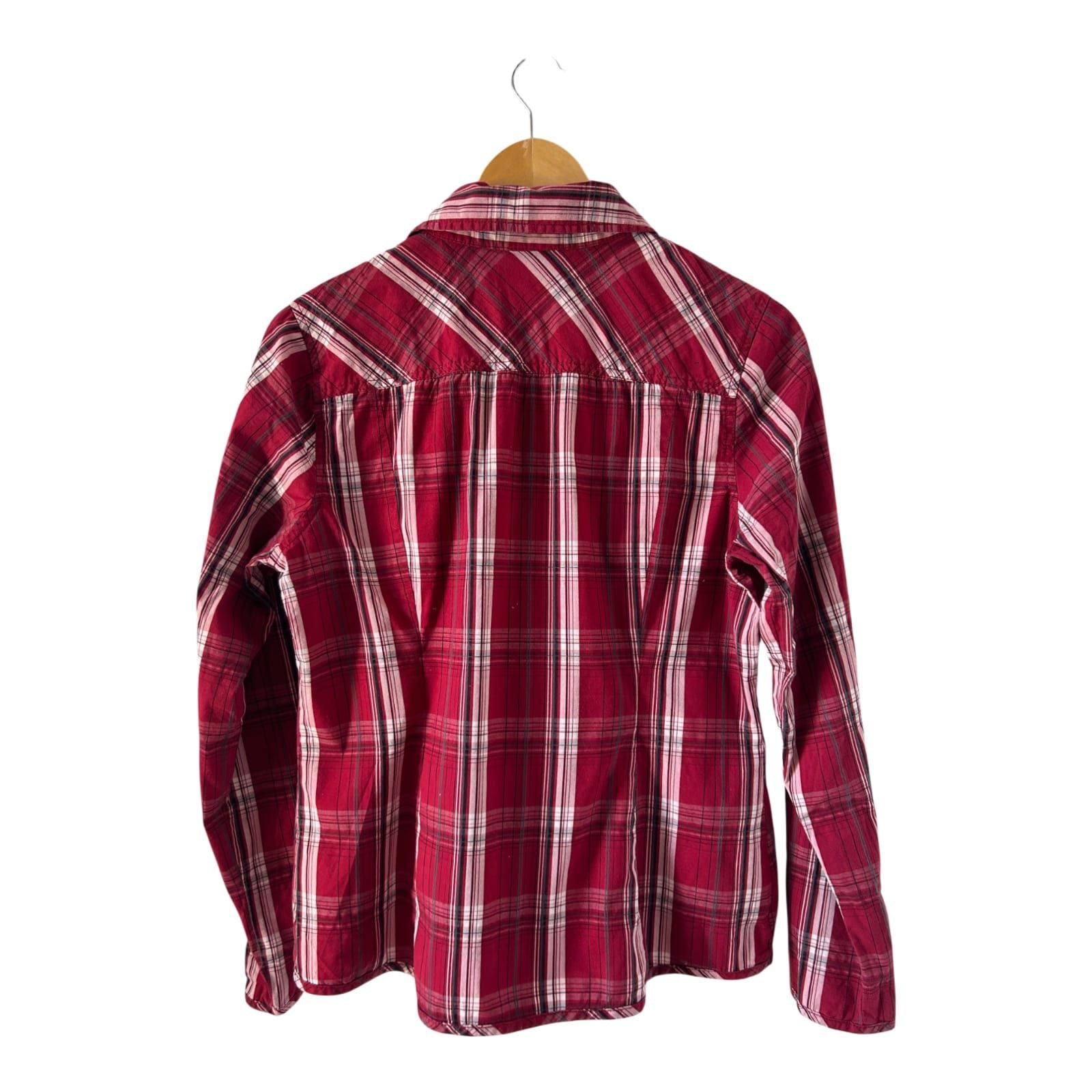 Street One Bluse Damen Gr 40 Rot Kariert Langarm Casual Hemdbluse Baumwolle Nylon