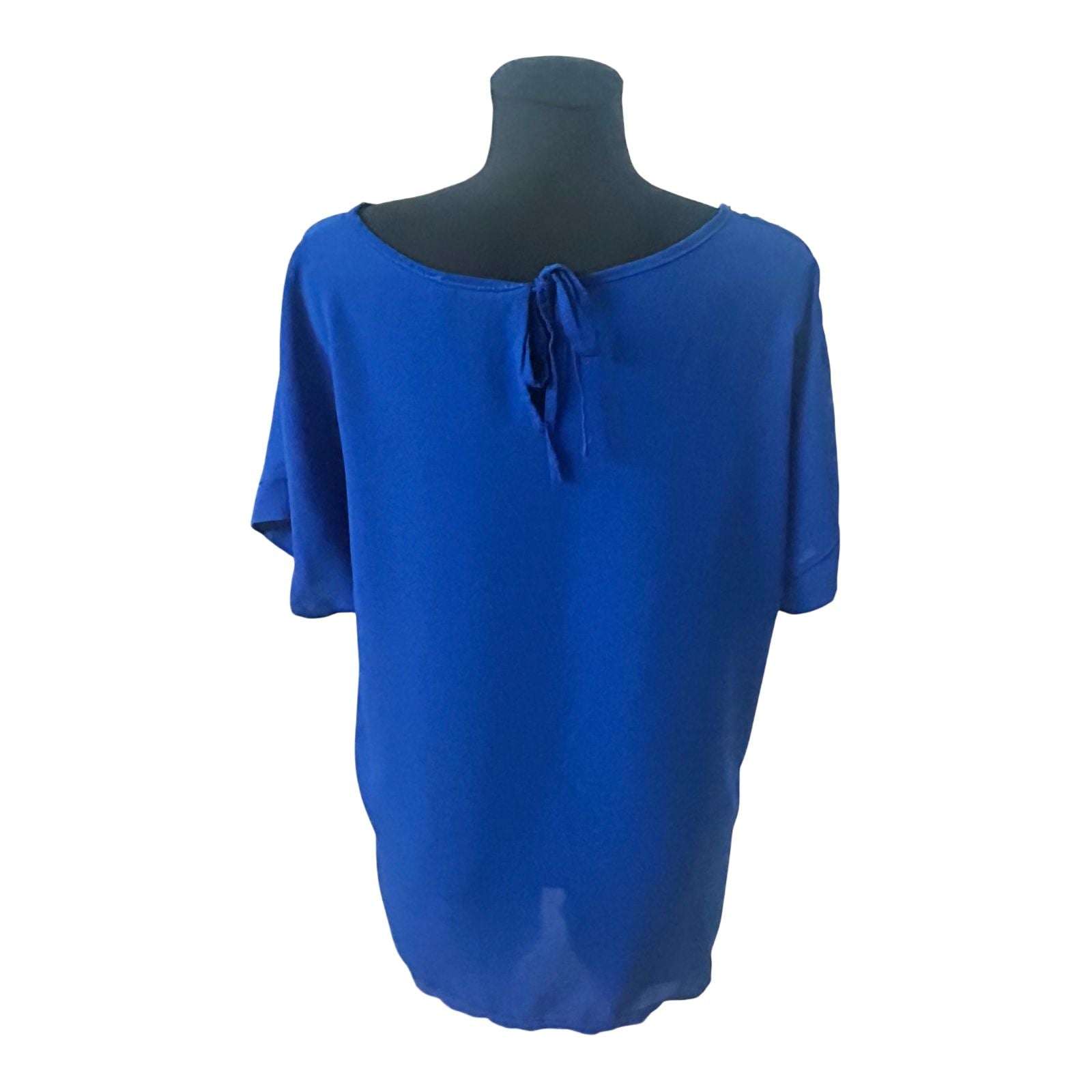 Damen Bluse XL Emma und Giovanni Blau Kurzarm Weiter Schnitt Elegant