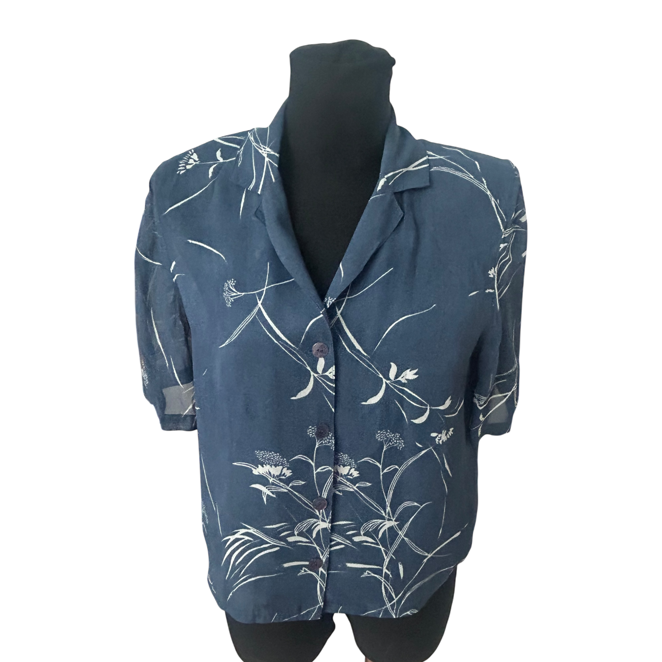 Bonita Damen Bluse 42 Kurzarm Viskose Transparent Blumen Muster Sommer