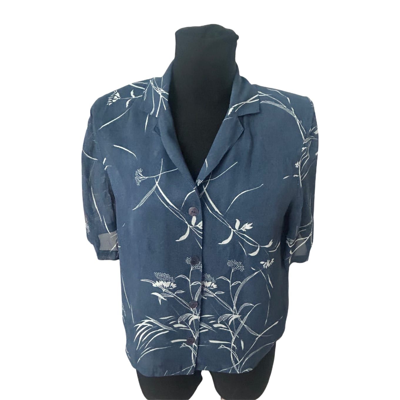 Bonita Damen Bluse 42 Kurzarm Viskose Transparent Blumen Muster Sommer