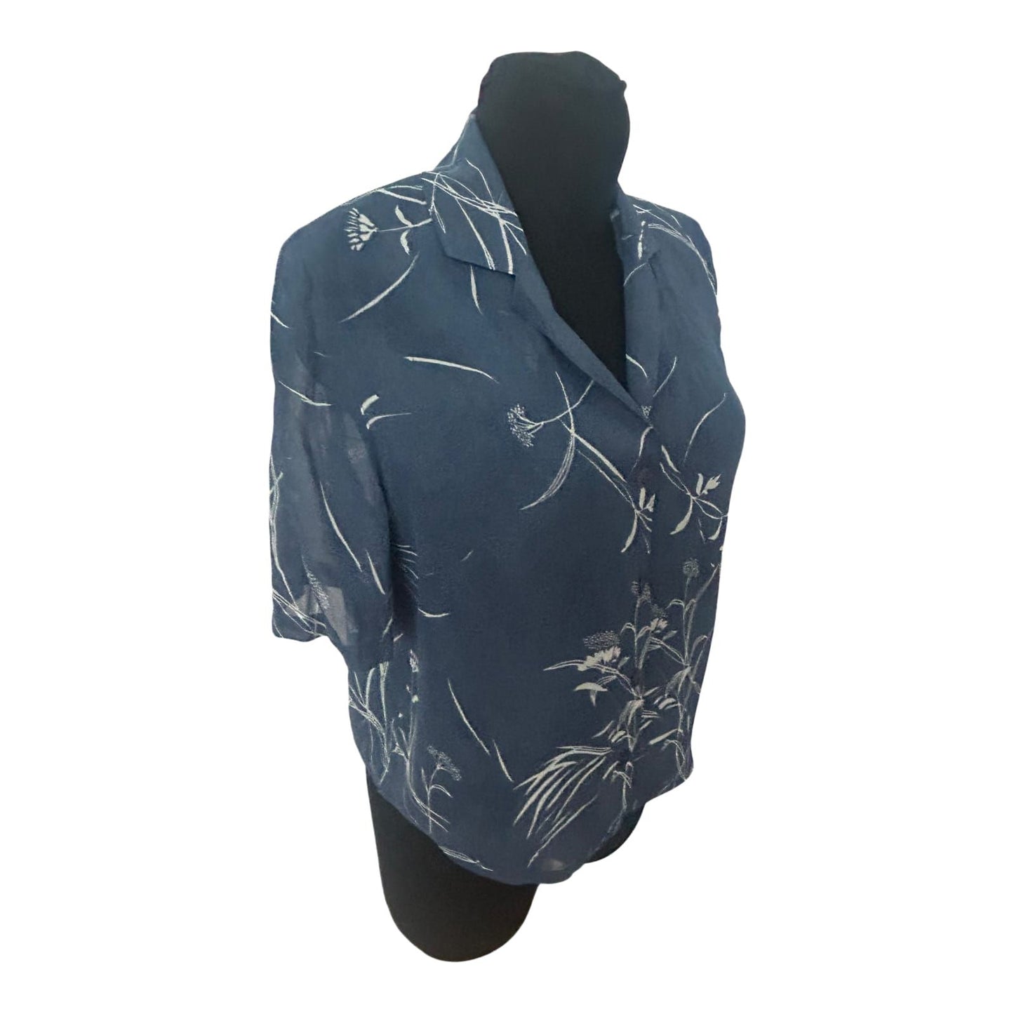 Bonita Damen Bluse 42 Kurzarm Viskose Transparent Blumen Muster Sommer