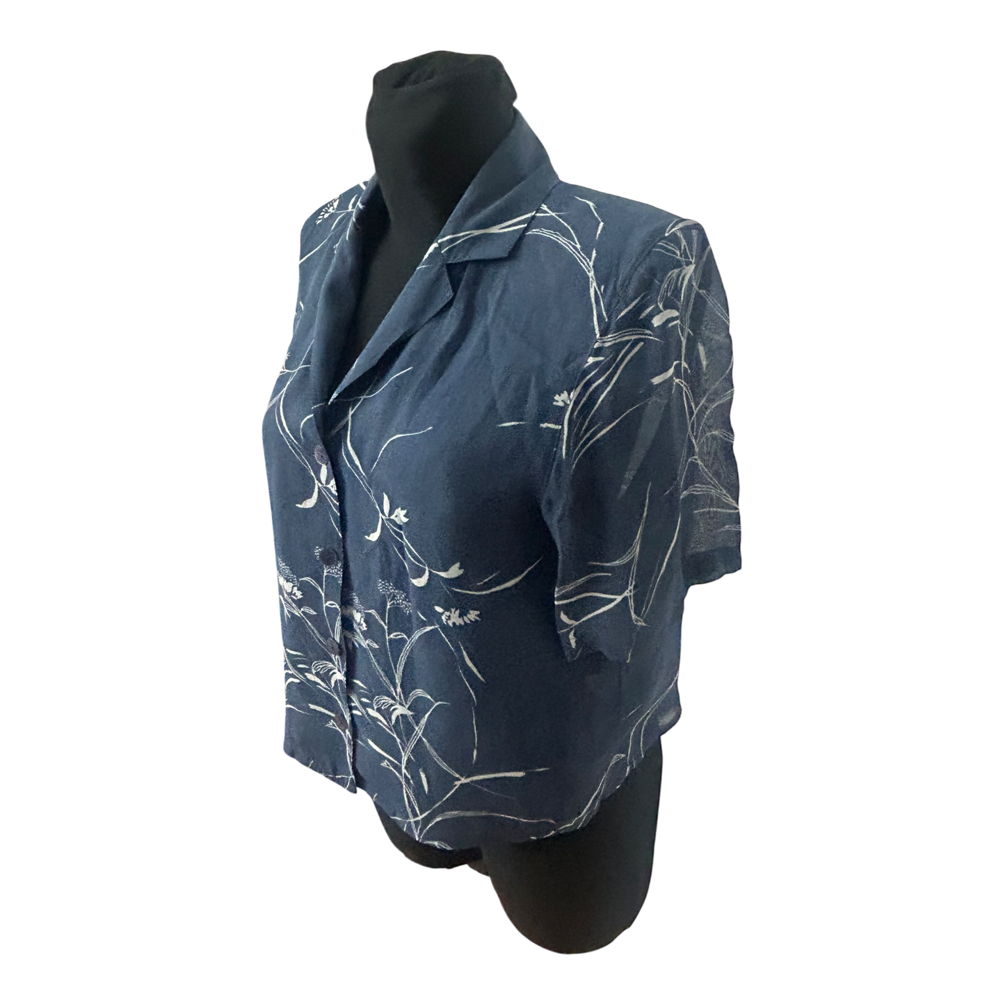 Bonita Damen Bluse 42 Kurzarm Viskose Transparent Blumen Muster Sommer