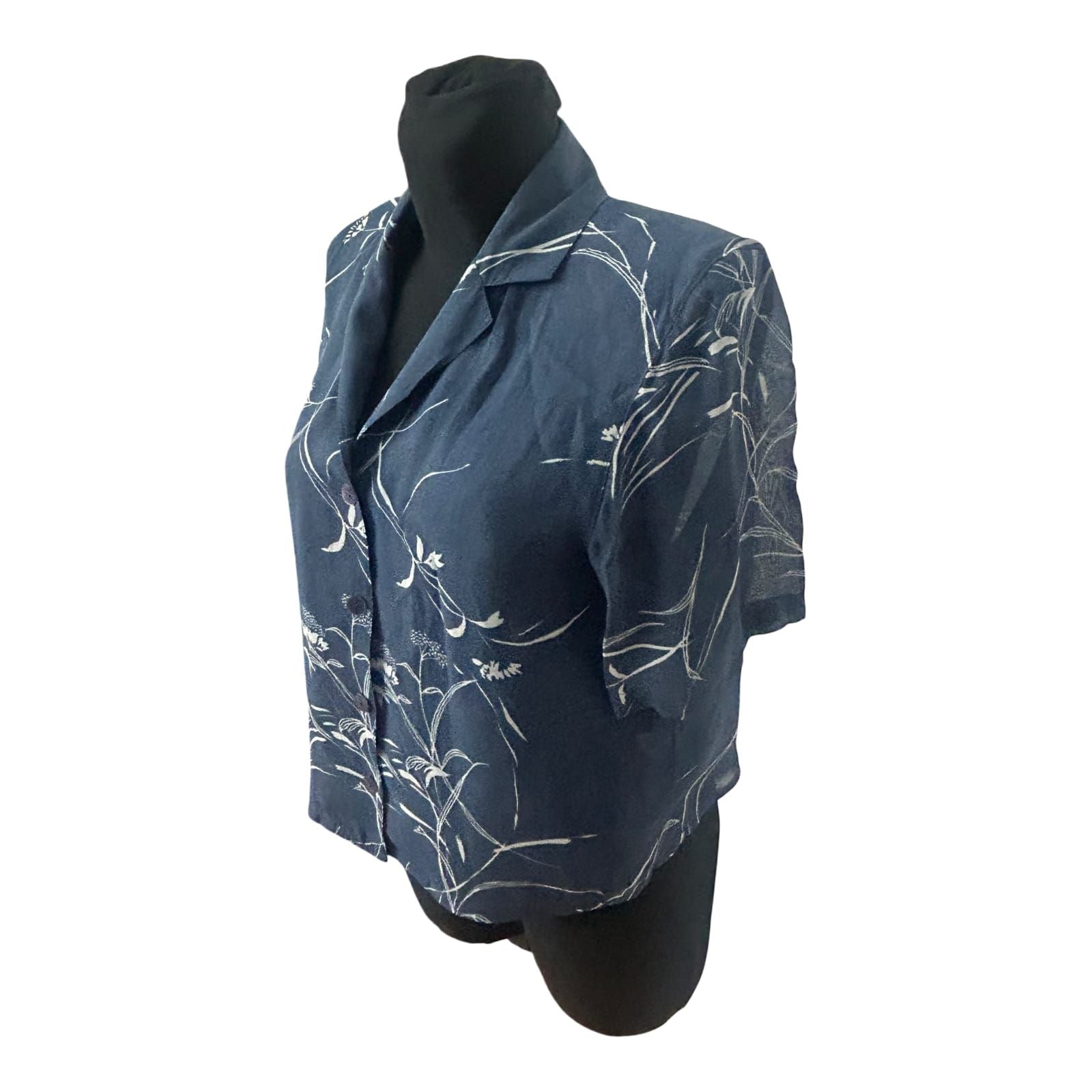 Bonita Damen Bluse 42 Kurzarm Viskose Transparent Blumen Muster Sommer