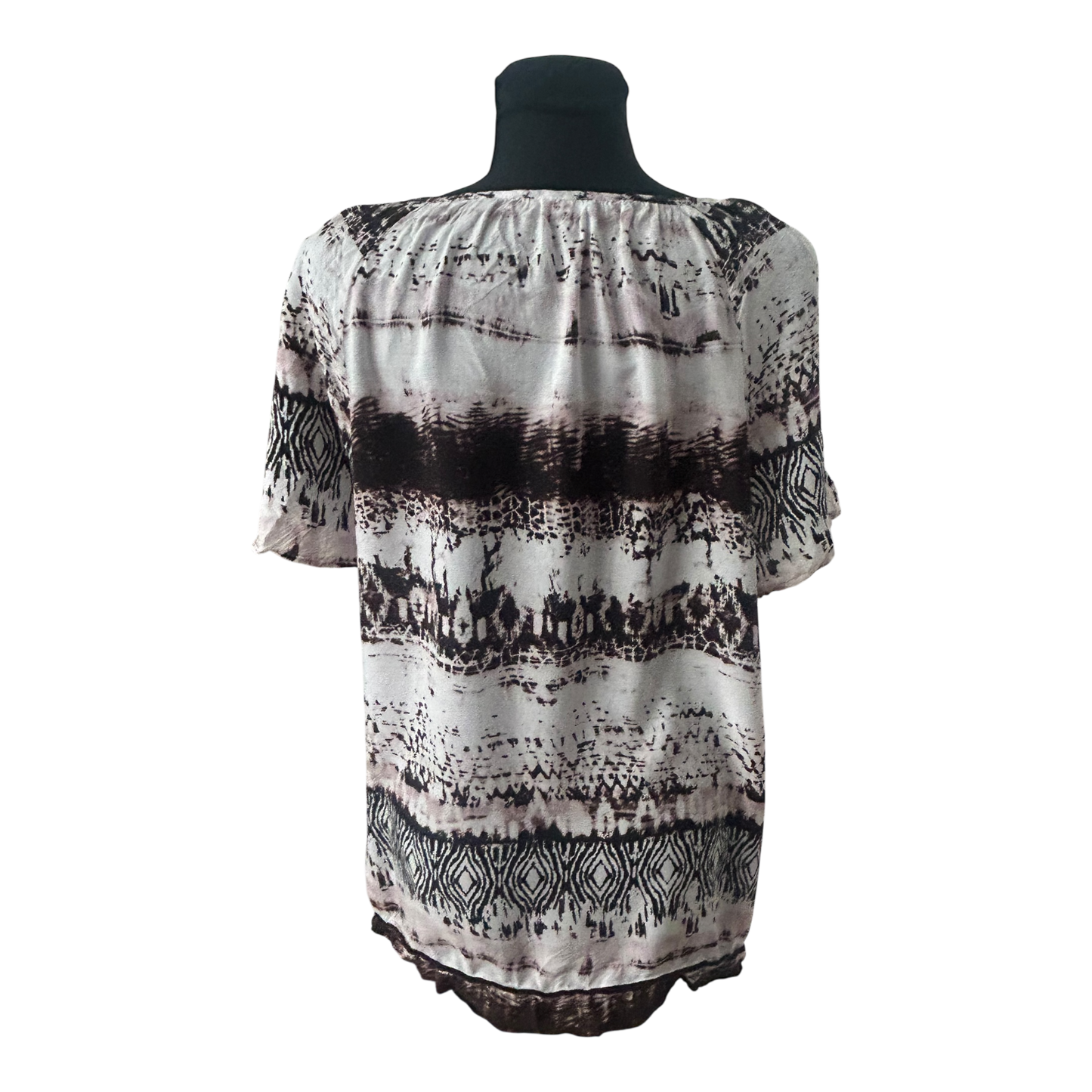 Charles Vögele Damen Bluse 48 Muster Kurzarm Tunika Look Sommer