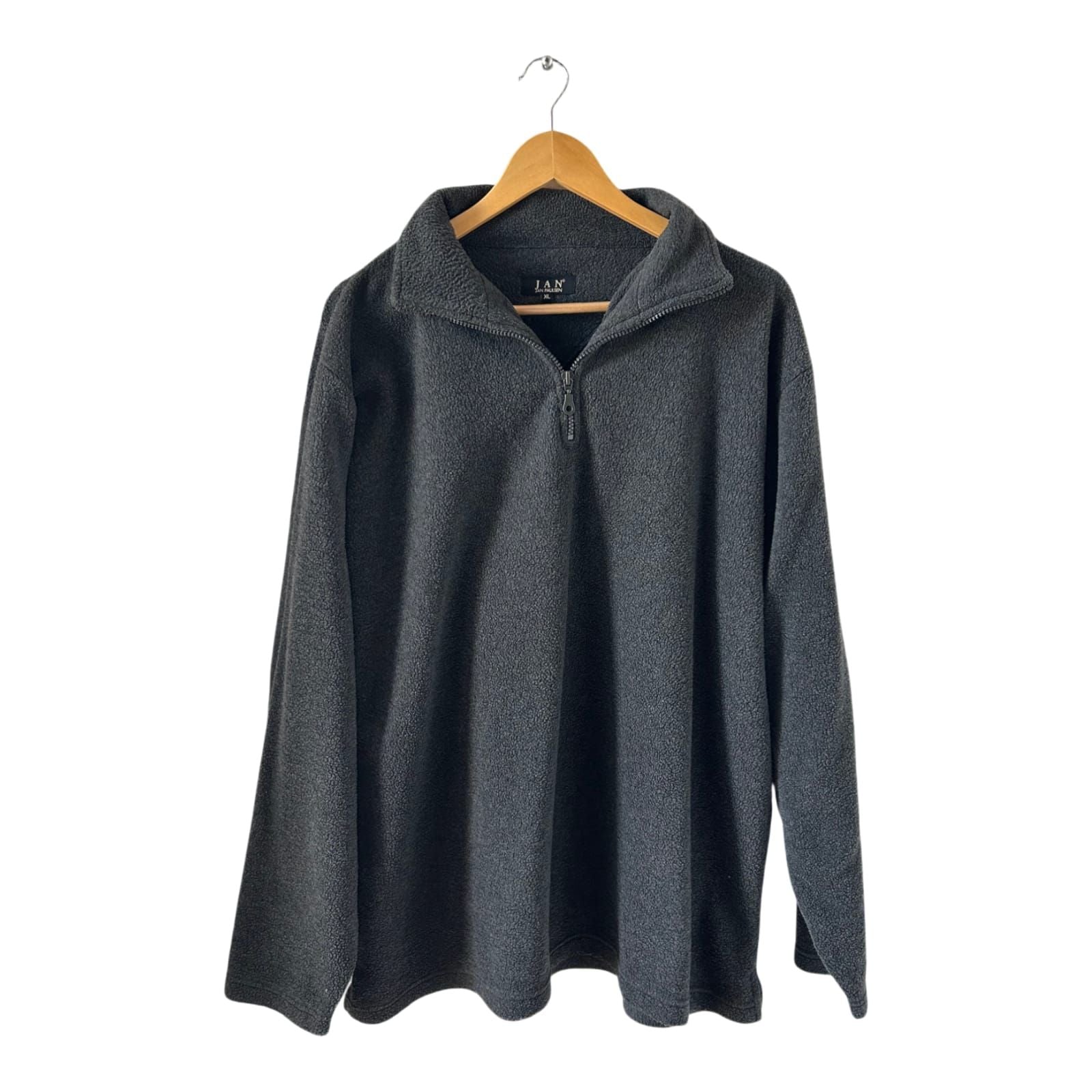 Jan Paulsen Fleece Pullover Herren XL Grau Langarm Halbzip Warm Freizeit Classic