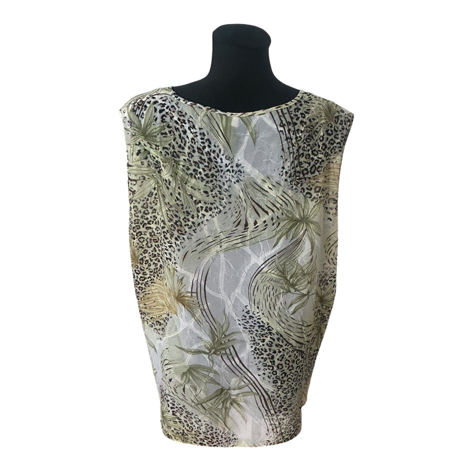 Alisa Damen Bluse XXL Ärmellos Transparent Muster Sommer Leicht Luftig Elegant