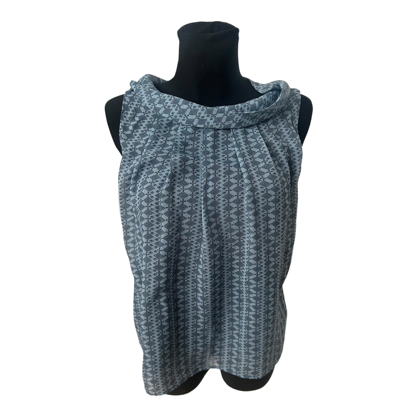 Patrizia Dini Damen Bluse Gr S Ärmellos Blau Gefüttert Muster Elegant