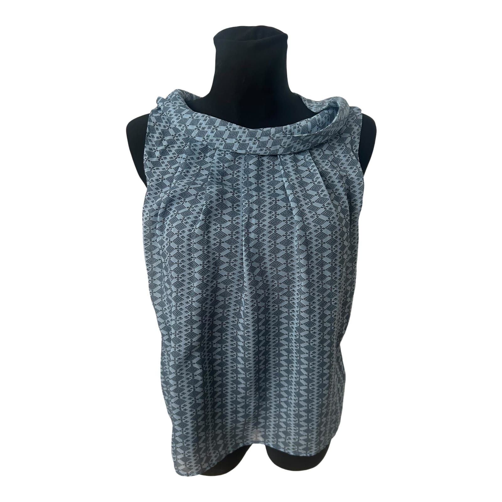 Patrizia Dini Damen Bluse Gr S Ärmellos Blau Gefüttert Muster Elegant
