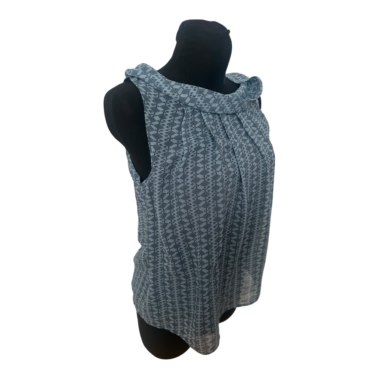 Patrizia Dini Damen Bluse Gr S Ärmellos Blau Gefüttert Muster Elegant