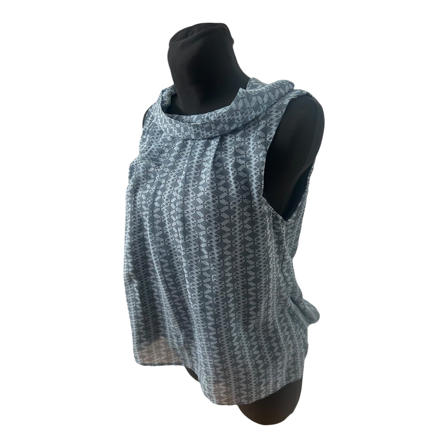 Patrizia Dini Damen Bluse Gr S Ärmellos Blau Gefüttert Muster Elegant