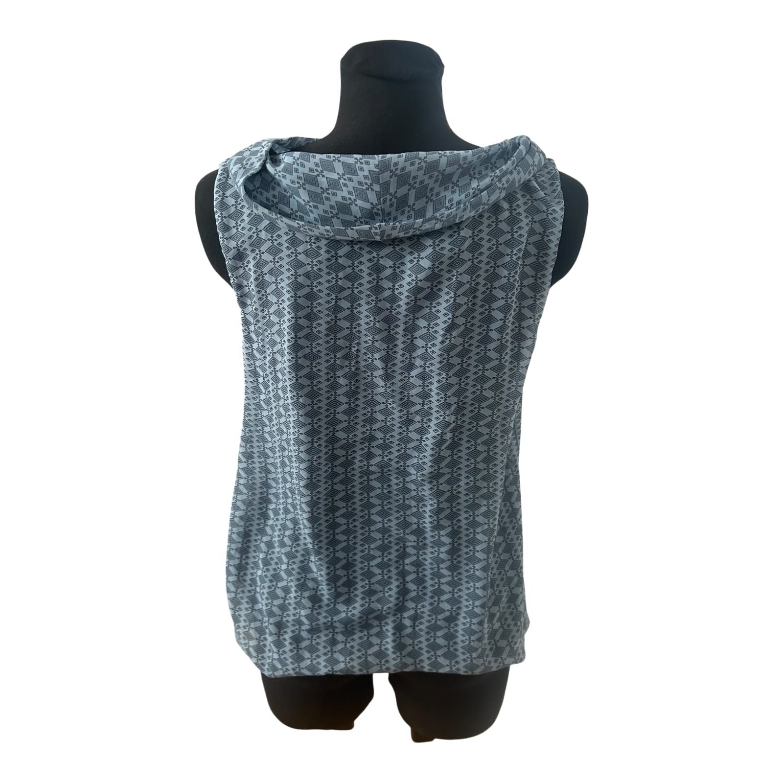 Patrizia Dini Damen Bluse Gr S Ärmellos Blau Gefüttert Muster Elegant