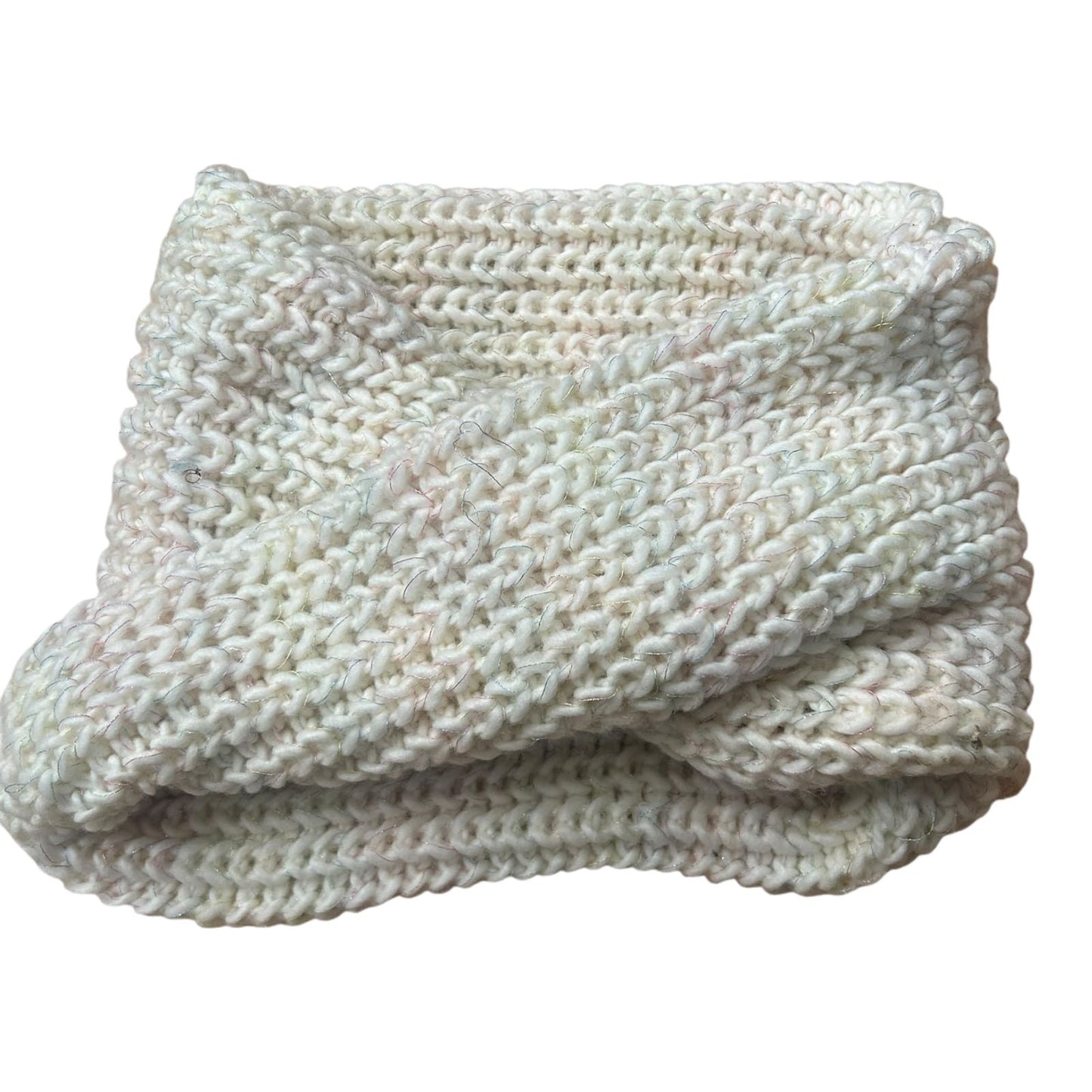 Damen Loop Schal beige dick gestrickt mit Glitzerfäden Herbst Winter