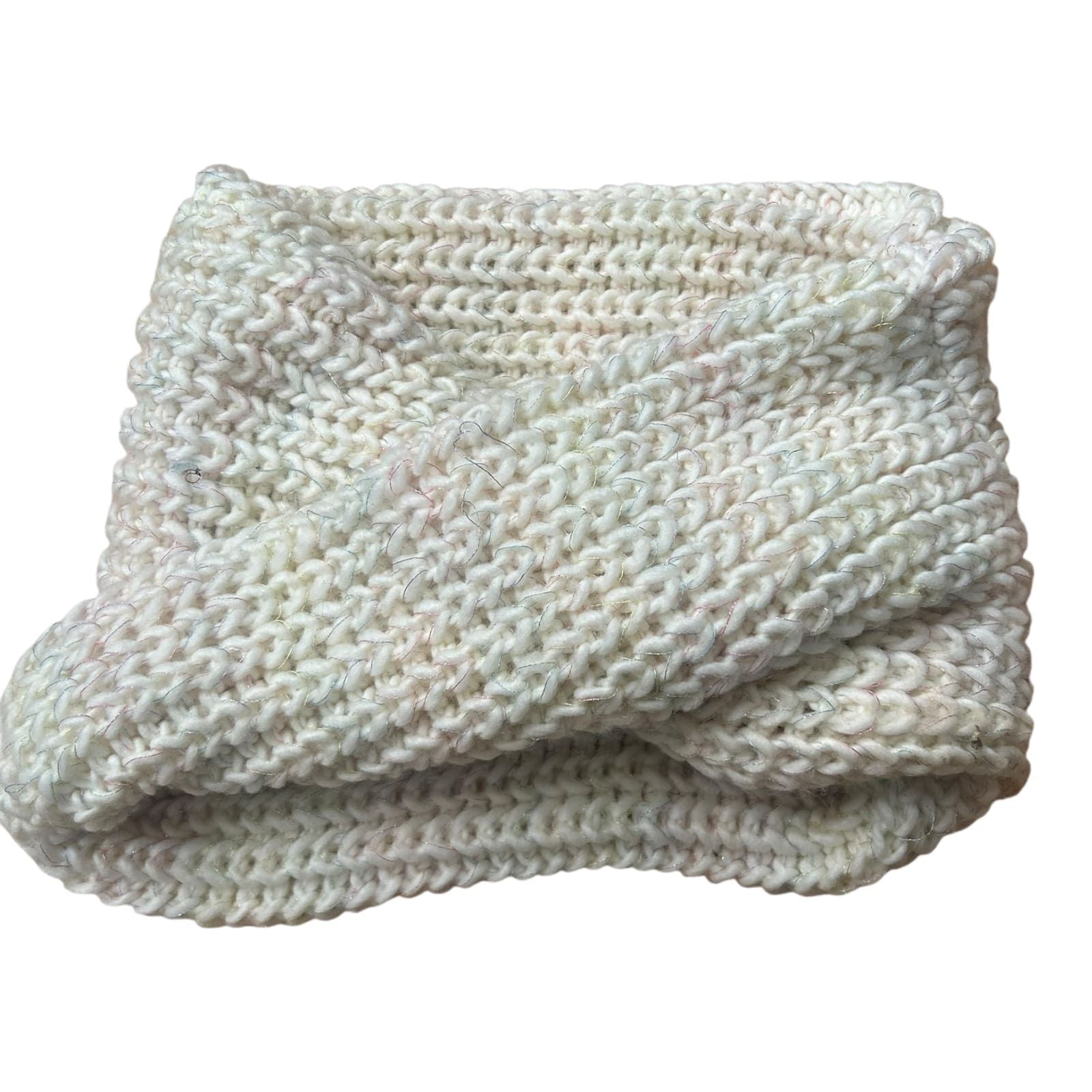 Damen Loop Schal beige dick gestrickt mit Glitzerfäden Herbst Winter