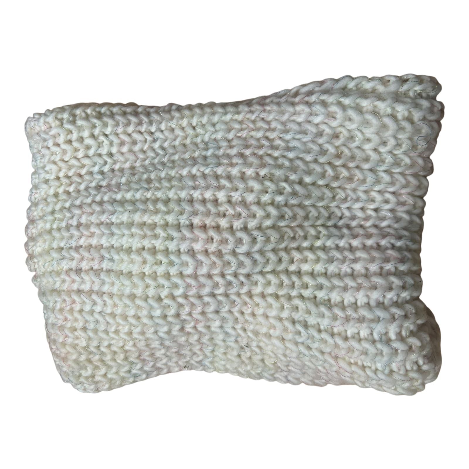 Damen Loop Schal beige dick gestrickt mit Glitzerfäden Herbst Winter