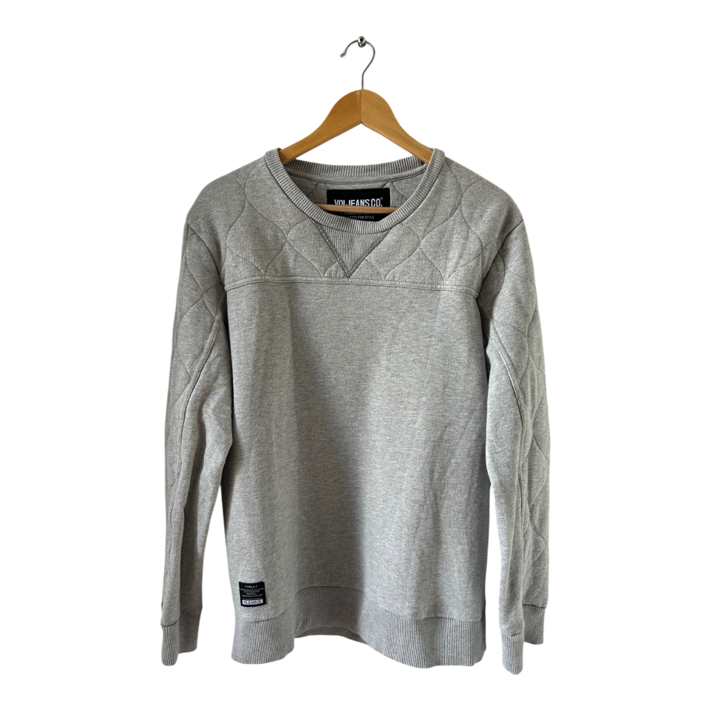 VOI Jeans Co Sweatshirt Herren M Grau Steppoptik Rundhals Baumwolle Casual Look