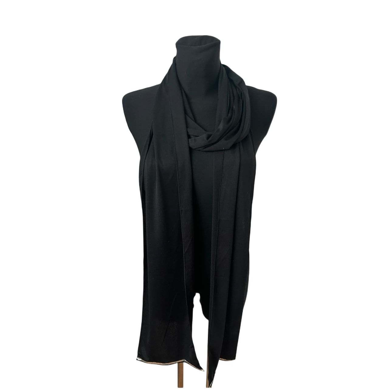 Schwarzes Damen Tuch Schal Elegant Lang Mit Pailletten Leicht Fallend