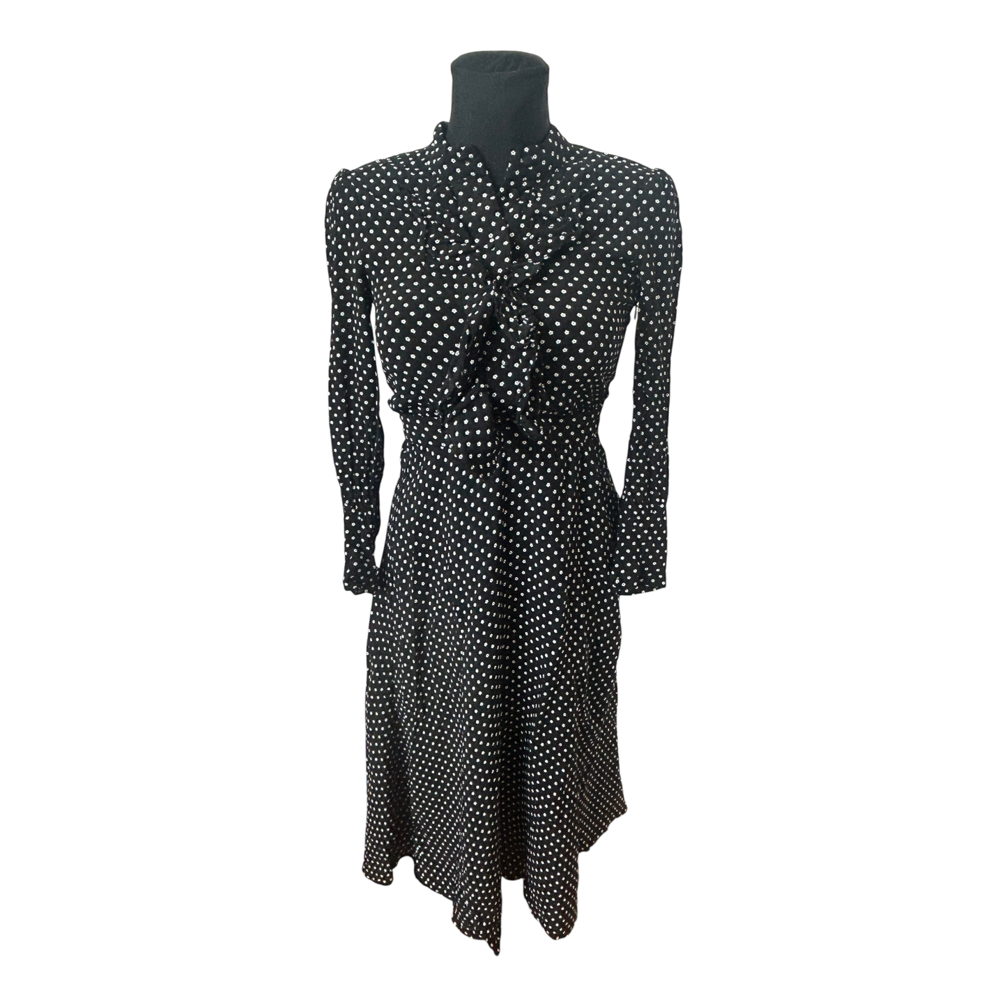 Other Stories Kleid Damen Gr 34 Schwarz Weiß Floral Midi Viskose Elegant