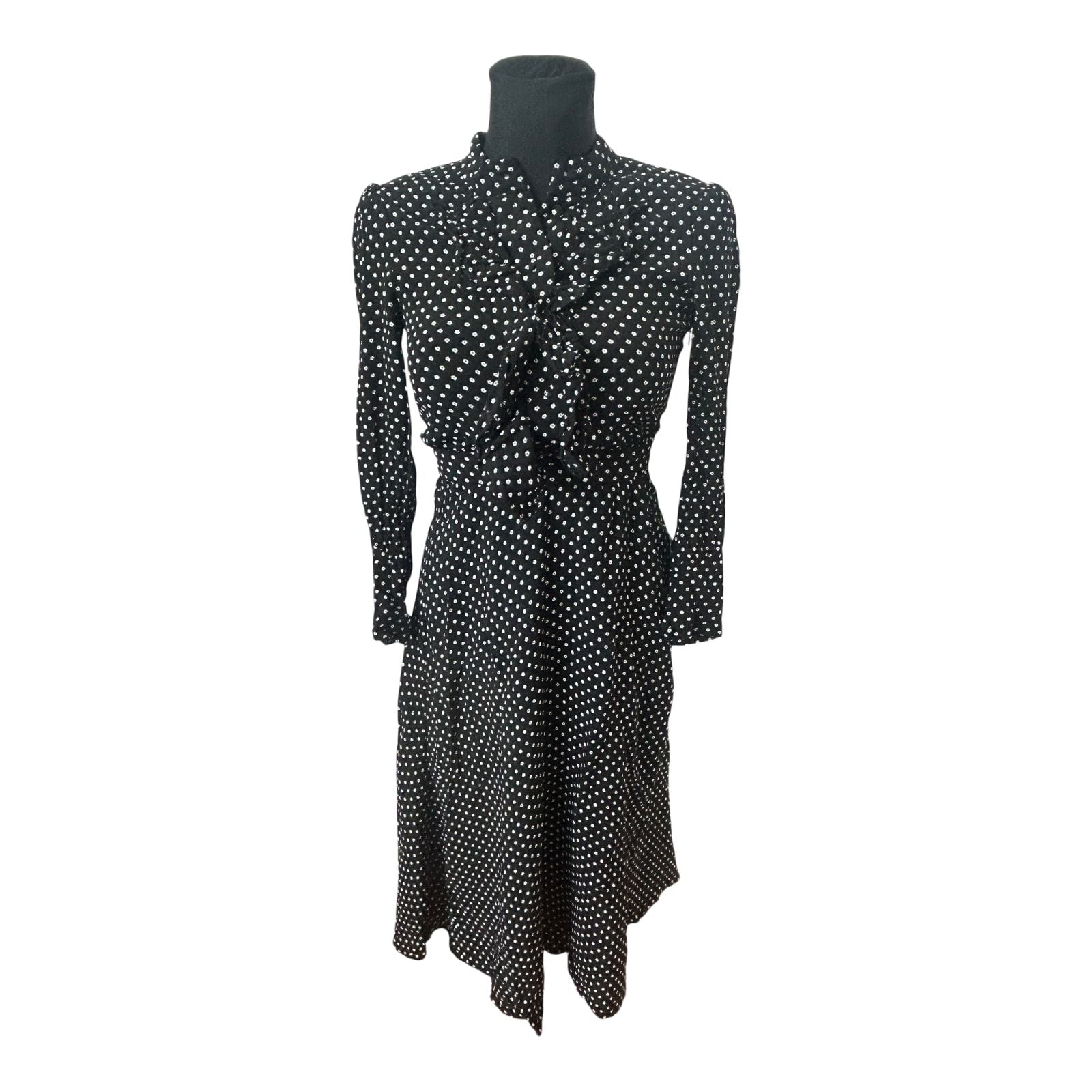 Other Stories Kleid Damen Gr 34 Schwarz Weiß Floral Midi Viskose Elegant