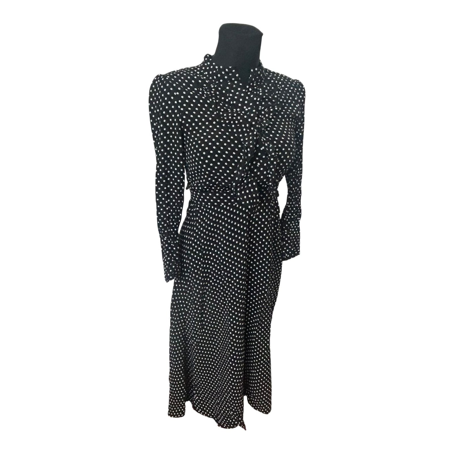Other Stories Kleid Damen Gr 34 Schwarz Weiß Floral Midi Viskose Elegant