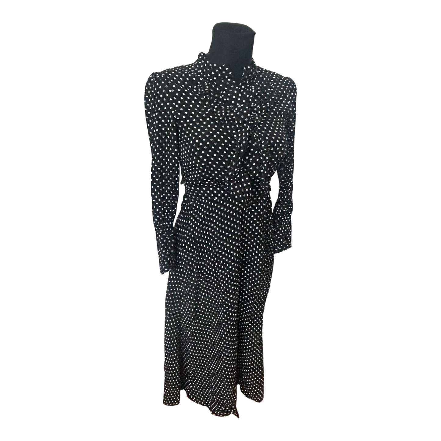 Other Stories Kleid Damen Gr 34 Schwarz Weiß Floral Midi Viskose Elegant