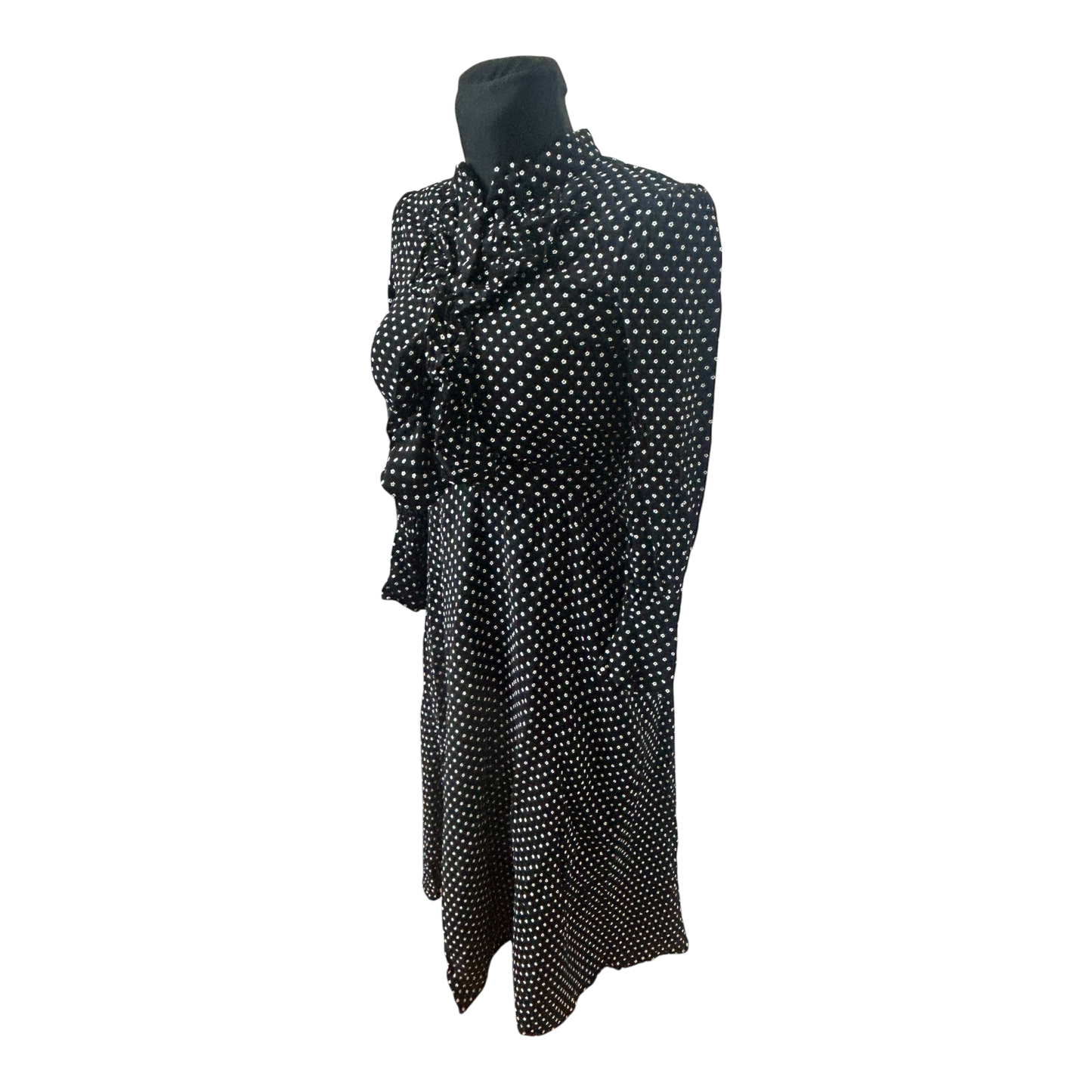 Other Stories Kleid Damen Gr 34 Schwarz Weiß Floral Midi Viskose Elegant