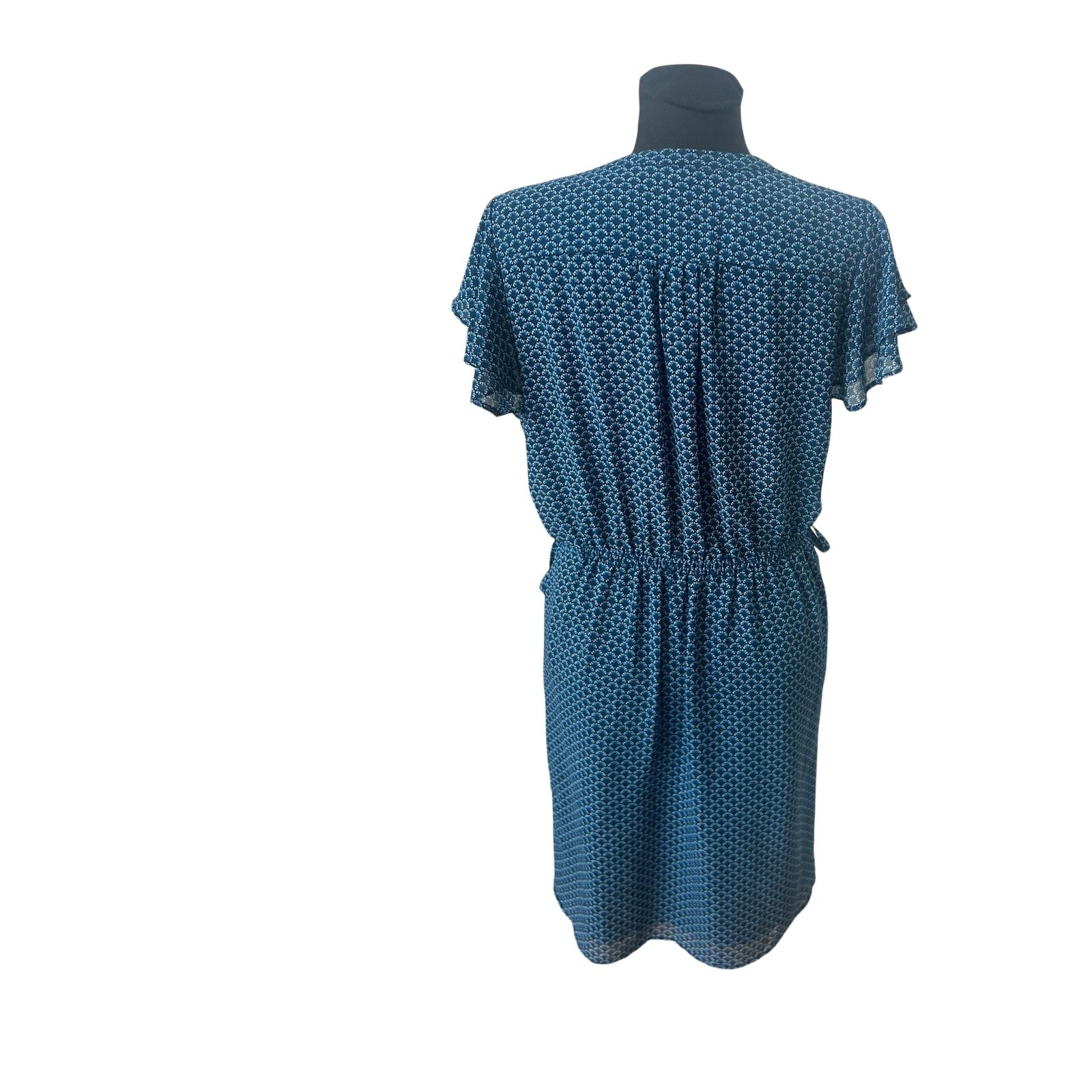 H&M Kleid Damen Gr 42 Blau Sommer Schlupfkleid Midi Bindegürtel Elegant