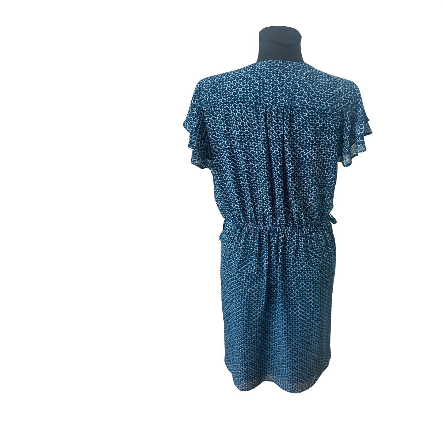 H&M Kleid Damen Gr 42 Blau Sommer Schlupfkleid Midi Bindegürtel Elegant