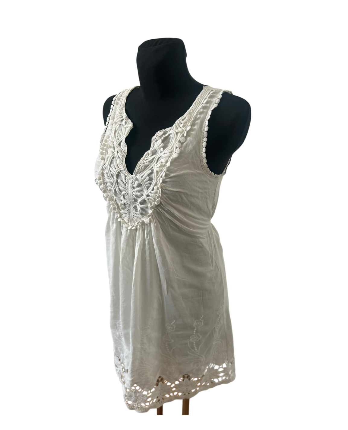 Jakes Kleid Damen Gr 36 Weiß Spitze Seide Baumwolle Elegant Sommer