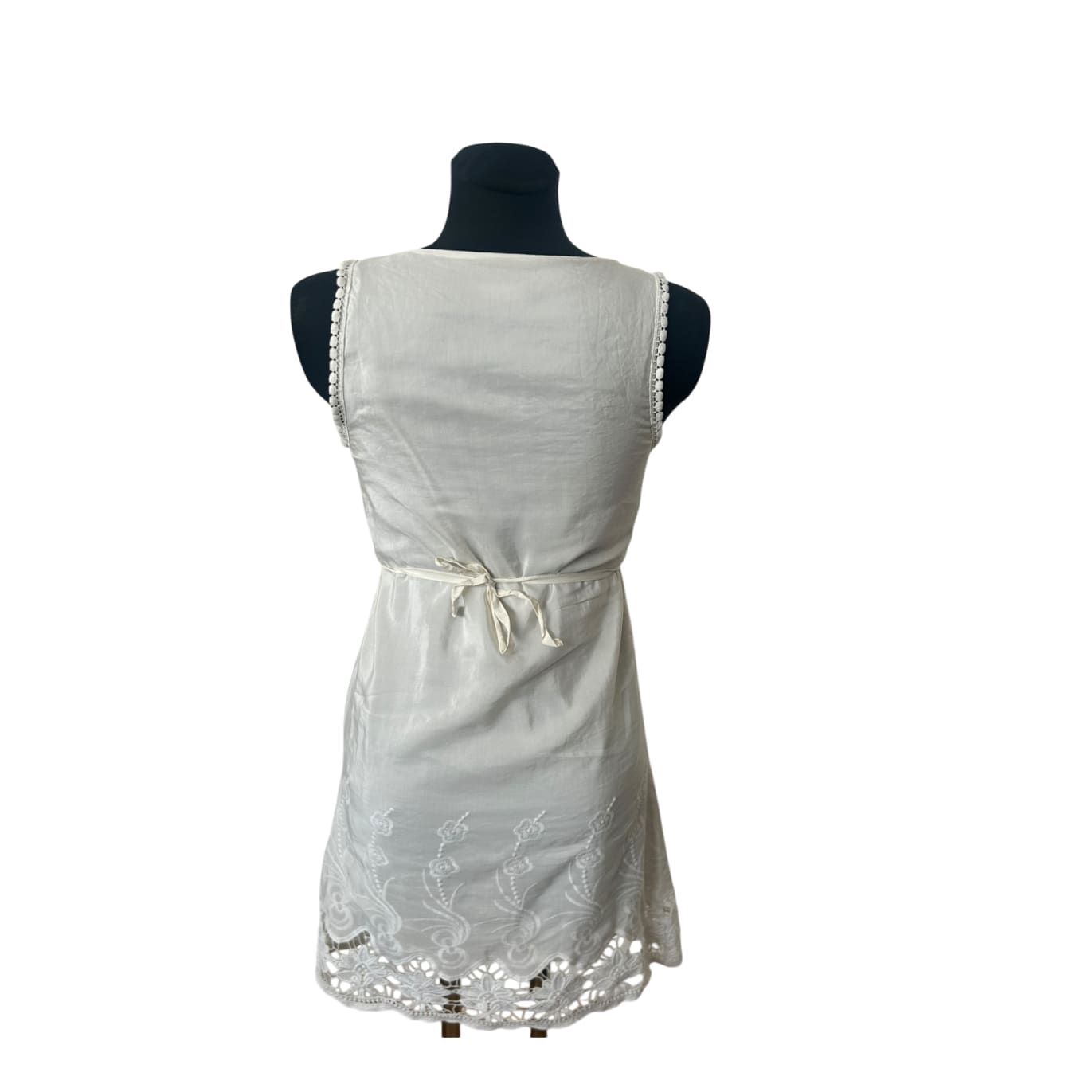 Jakes Kleid Damen Gr 36 Weiß Spitze Seide Baumwolle Elegant Sommer