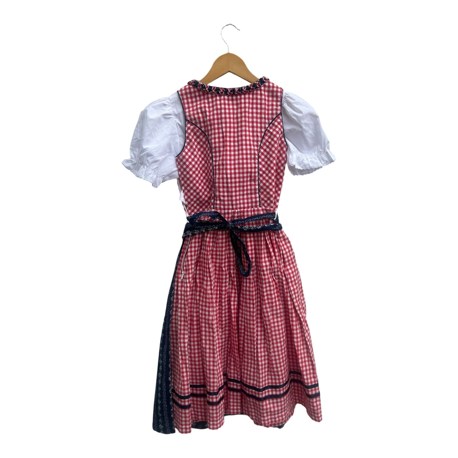 Distler Dirndl Set Mädchen Gr 152 Rot Blau Kurzarm Oktoberfest Tracht
