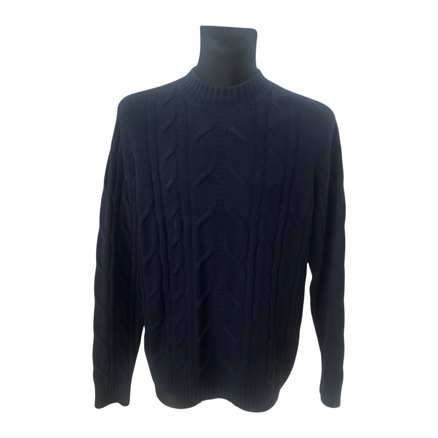 C&A Premium Herren Pullover Dunkelblau Strick Gr L Wolle Klassisch