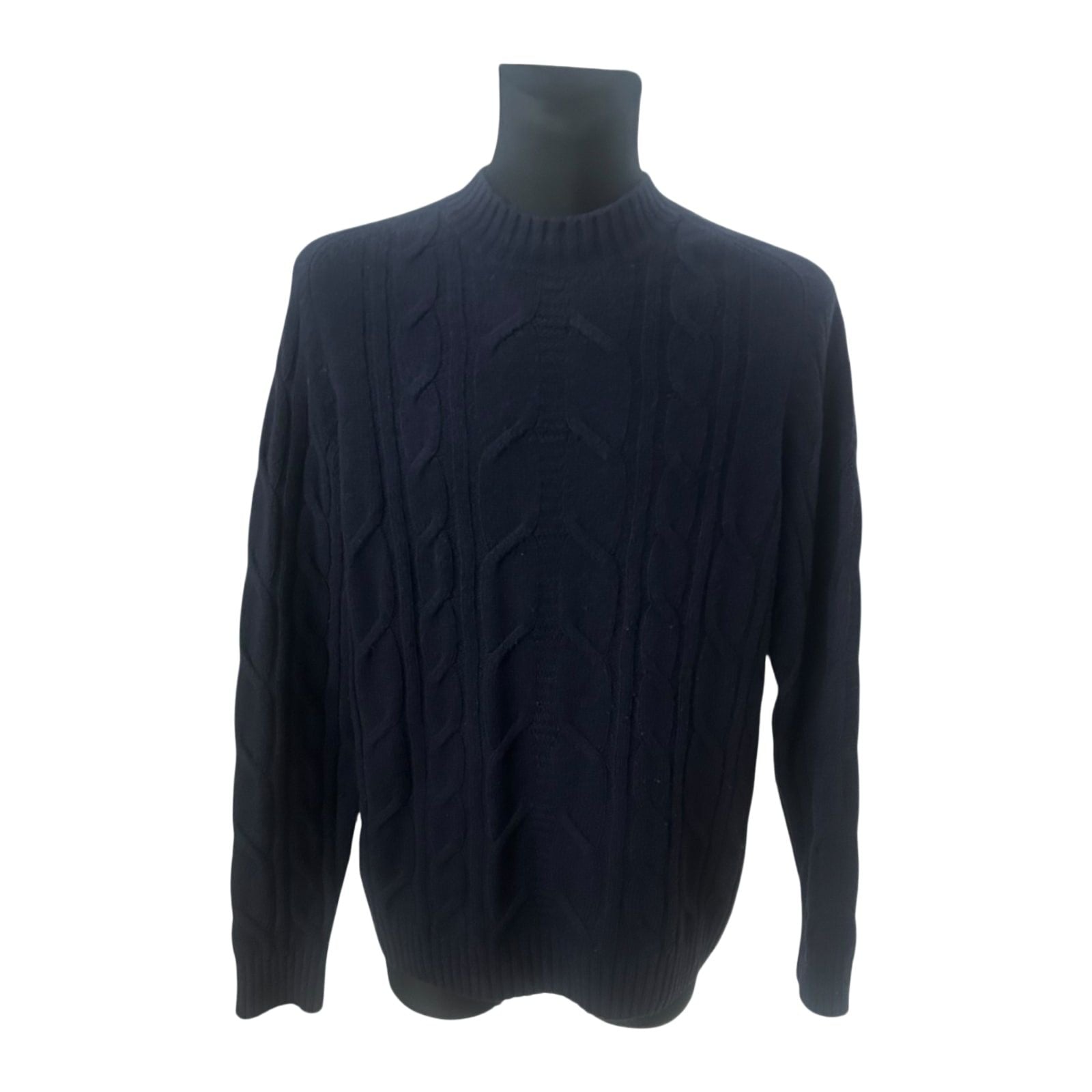 C&A Premium Herren Pullover Dunkelblau Strick Gr L Wolle Klassisch