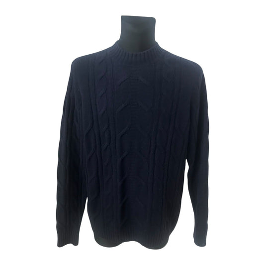 C&A Premium Herren Pullover Dunkelblau Strick Gr L Wolle Klassisch