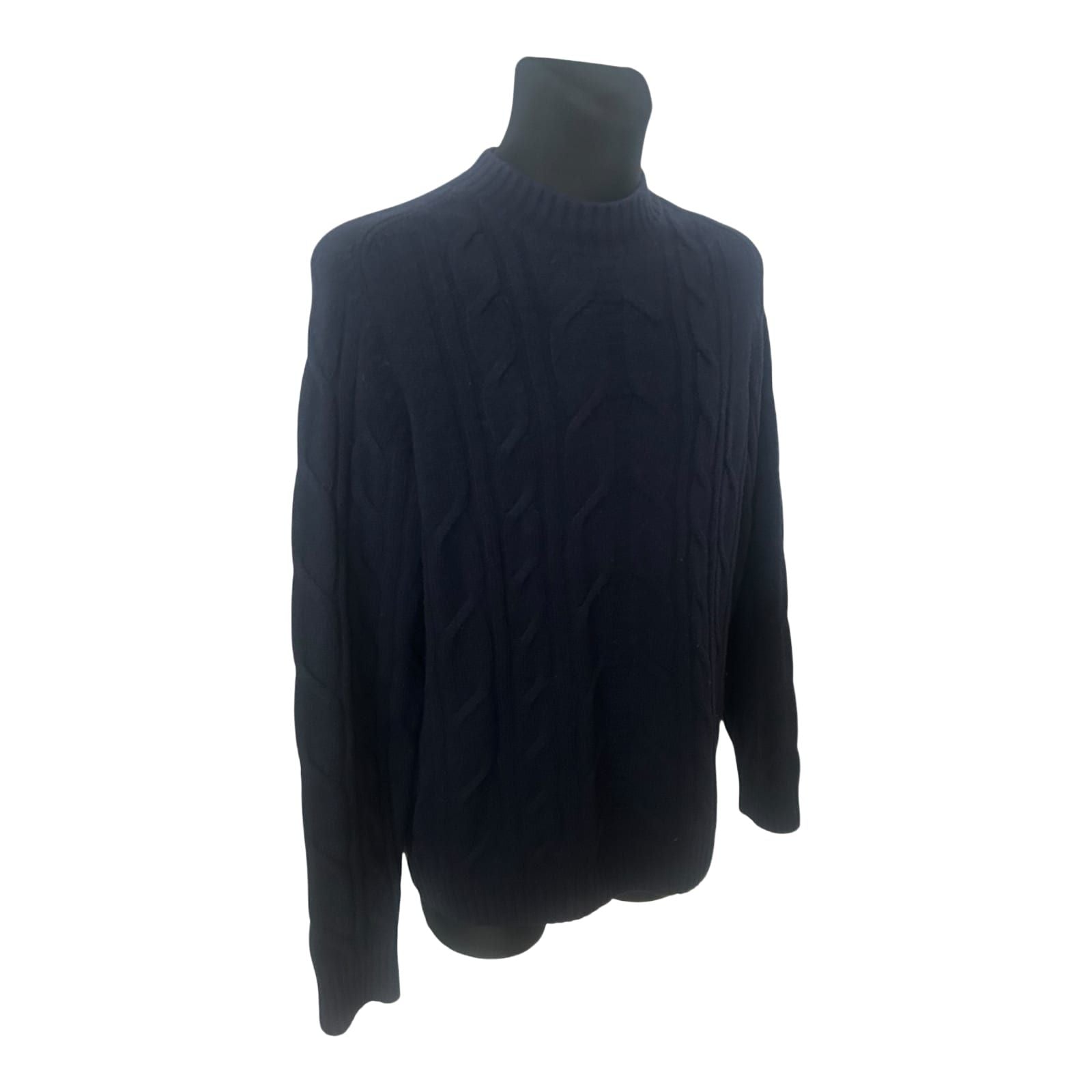 C&A Premium Herren Pullover Dunkelblau Strick Gr L Wolle Klassisch