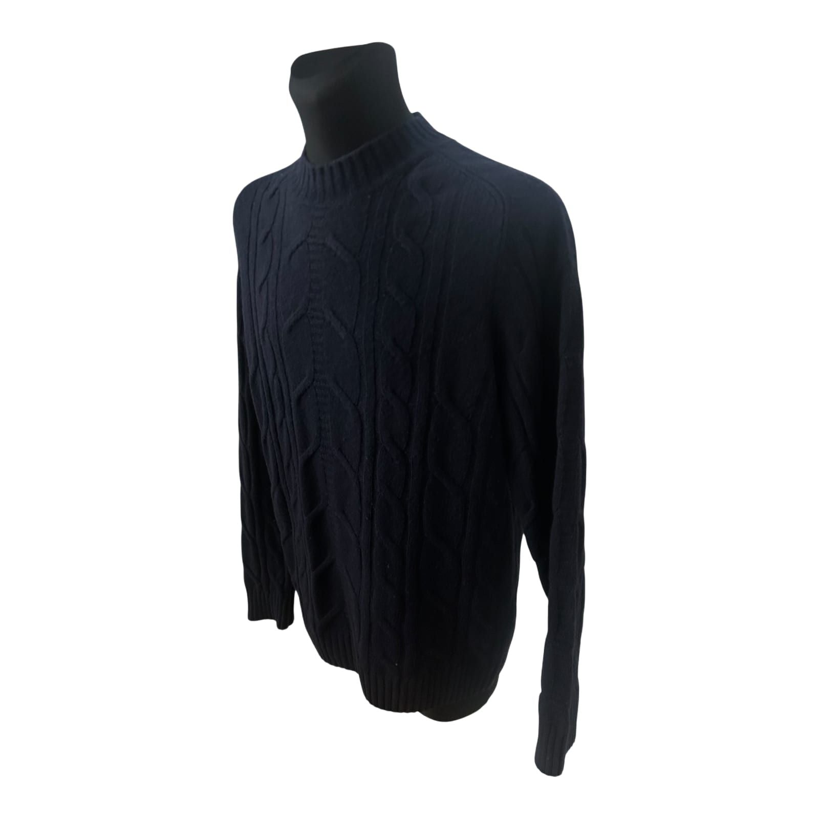 C&A Premium Herren Pullover Dunkelblau Strick Gr L Wolle Klassisch