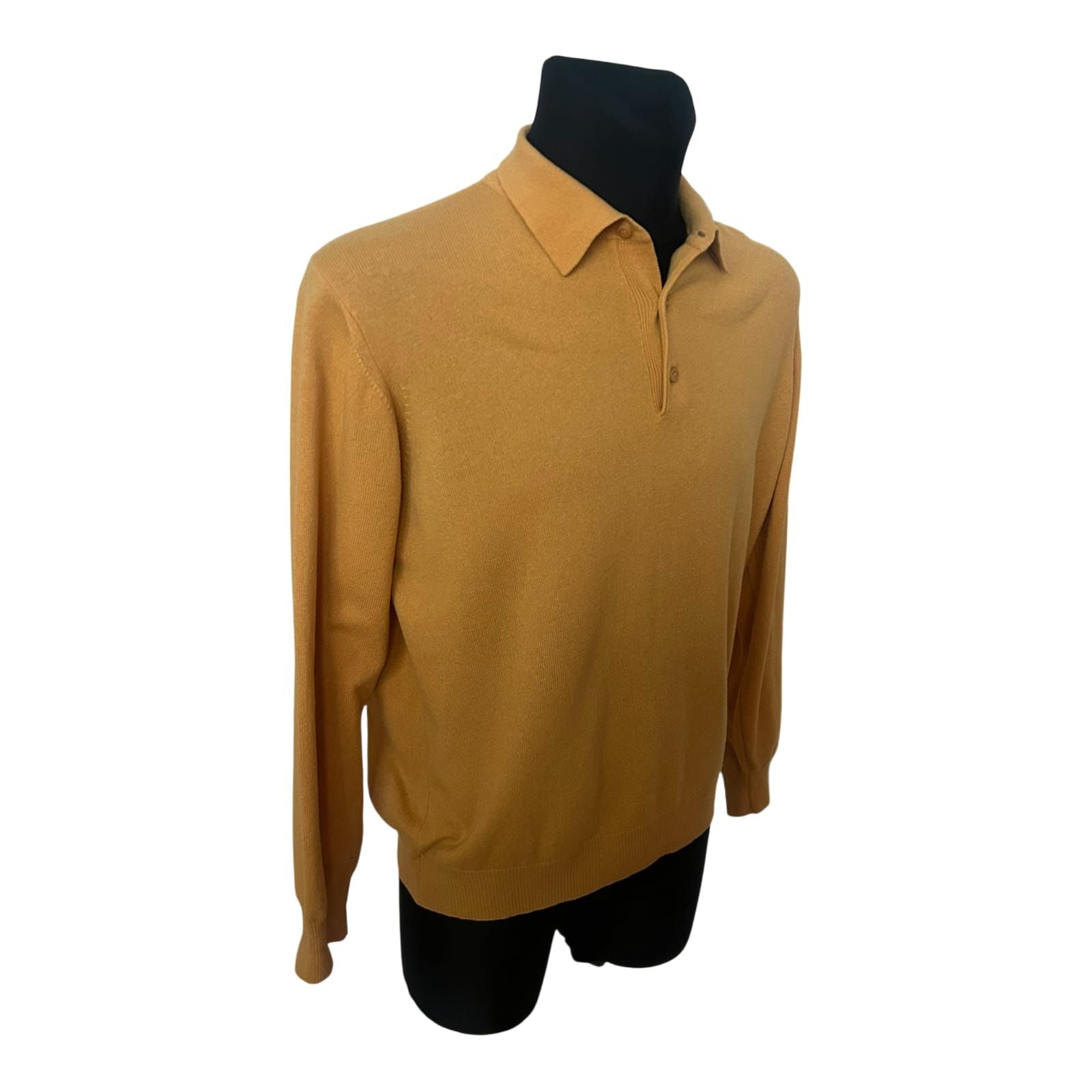 Herren Pullover Gelb Strick Gr 52 Wolle Seide Kaschmir Made in Italy