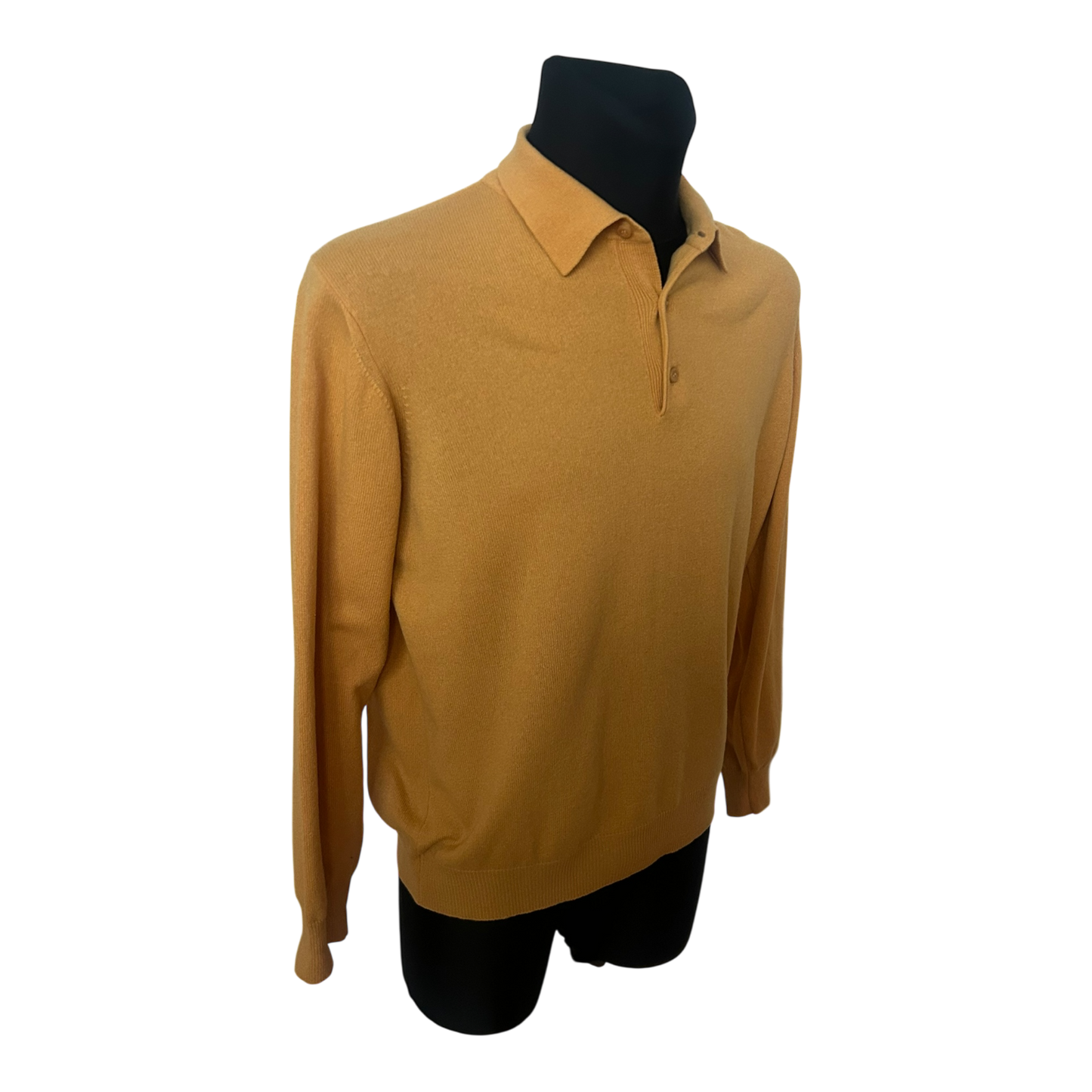 Herren Pullover Gelb Strick Gr 52 Wolle Seide Kaschmir Made in Italy