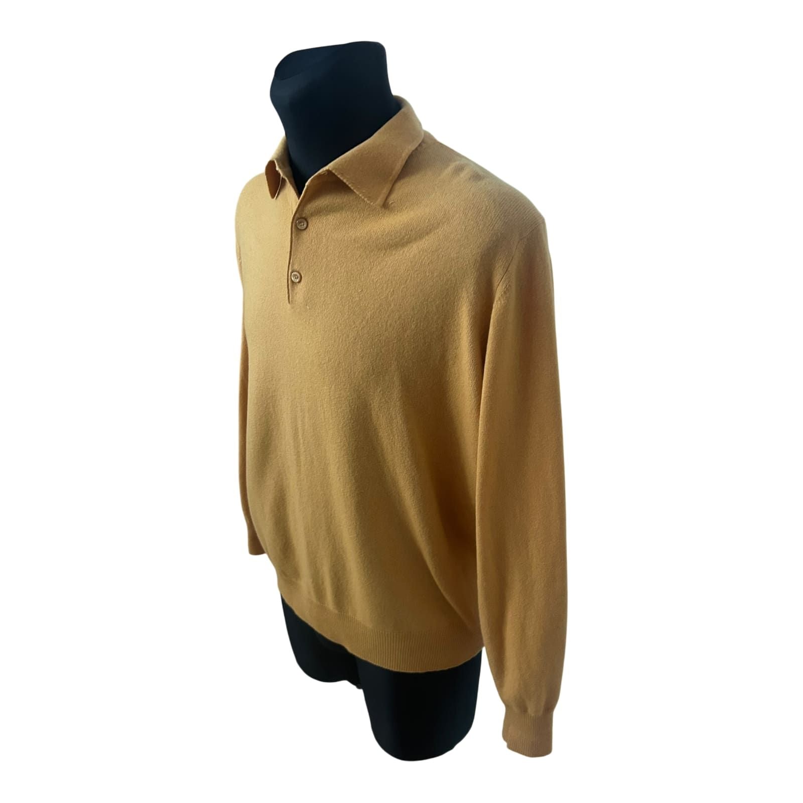Herren Pullover Gelb Strick Gr 52 Wolle Seide Kaschmir Made in Italy