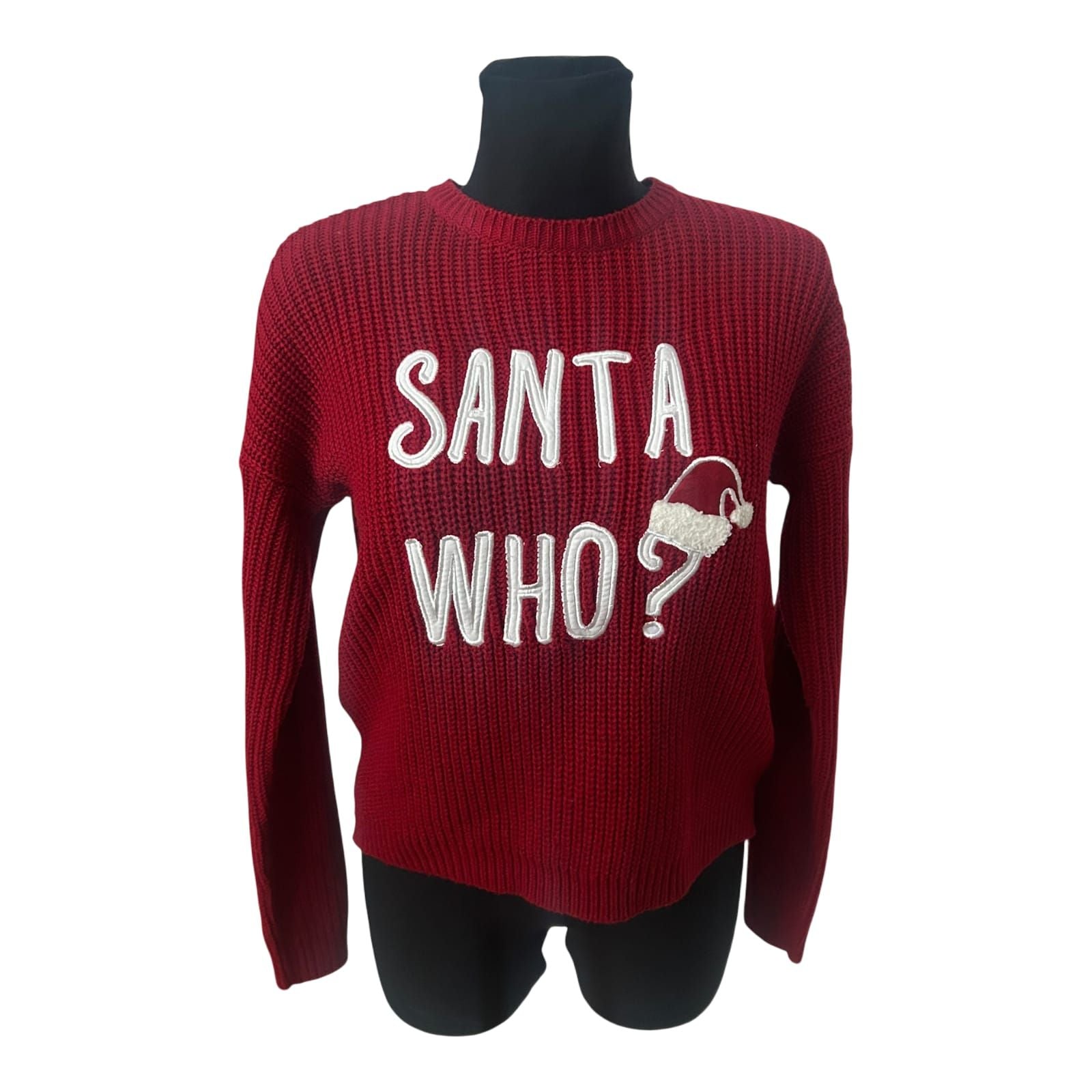 Fishbone Pullover XS Rot Santa Who Christmas Strick Winter Damen Statement