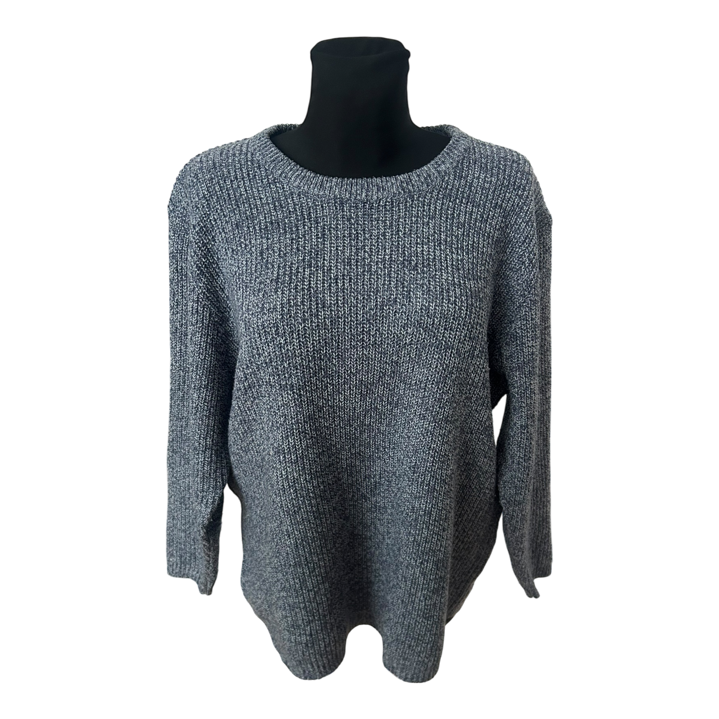 Damen Pullover Größe 46 Grau Strick Weit Geschnitten Rundhals Basic