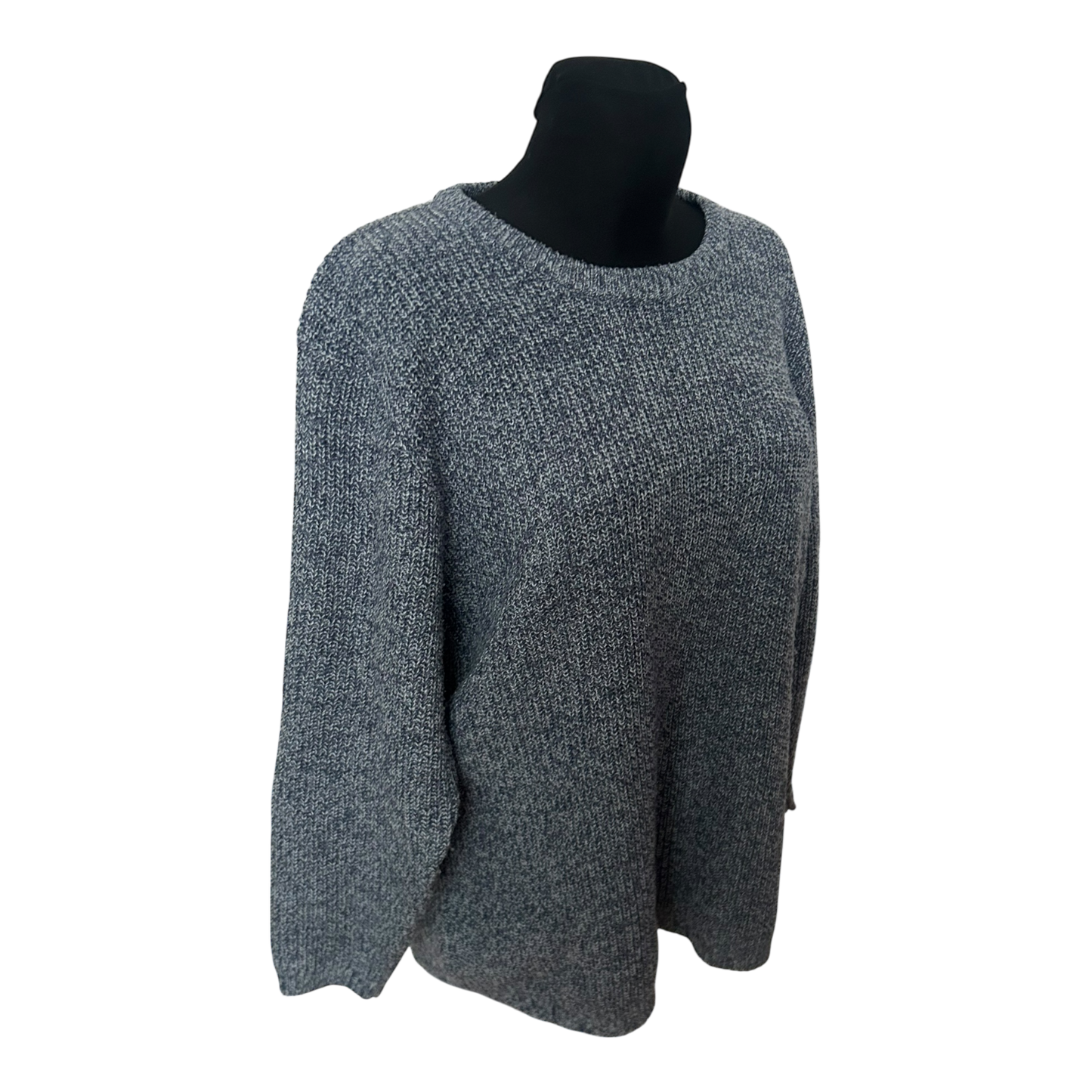 Damen Pullover Größe 46 Grau Strick Weit Geschnitten Rundhals Basic