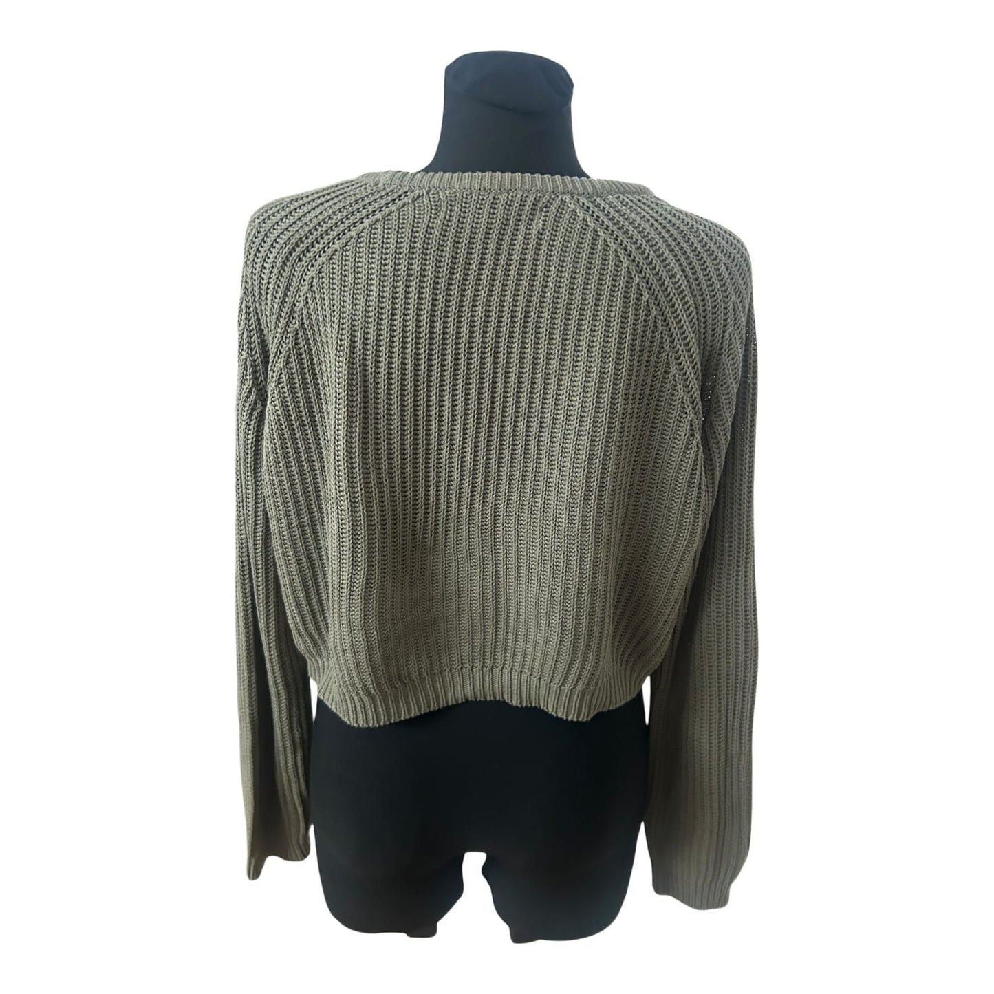Fishbone Damen Pullover M Khaki Kurz Gestrickt Baumwolle Mix